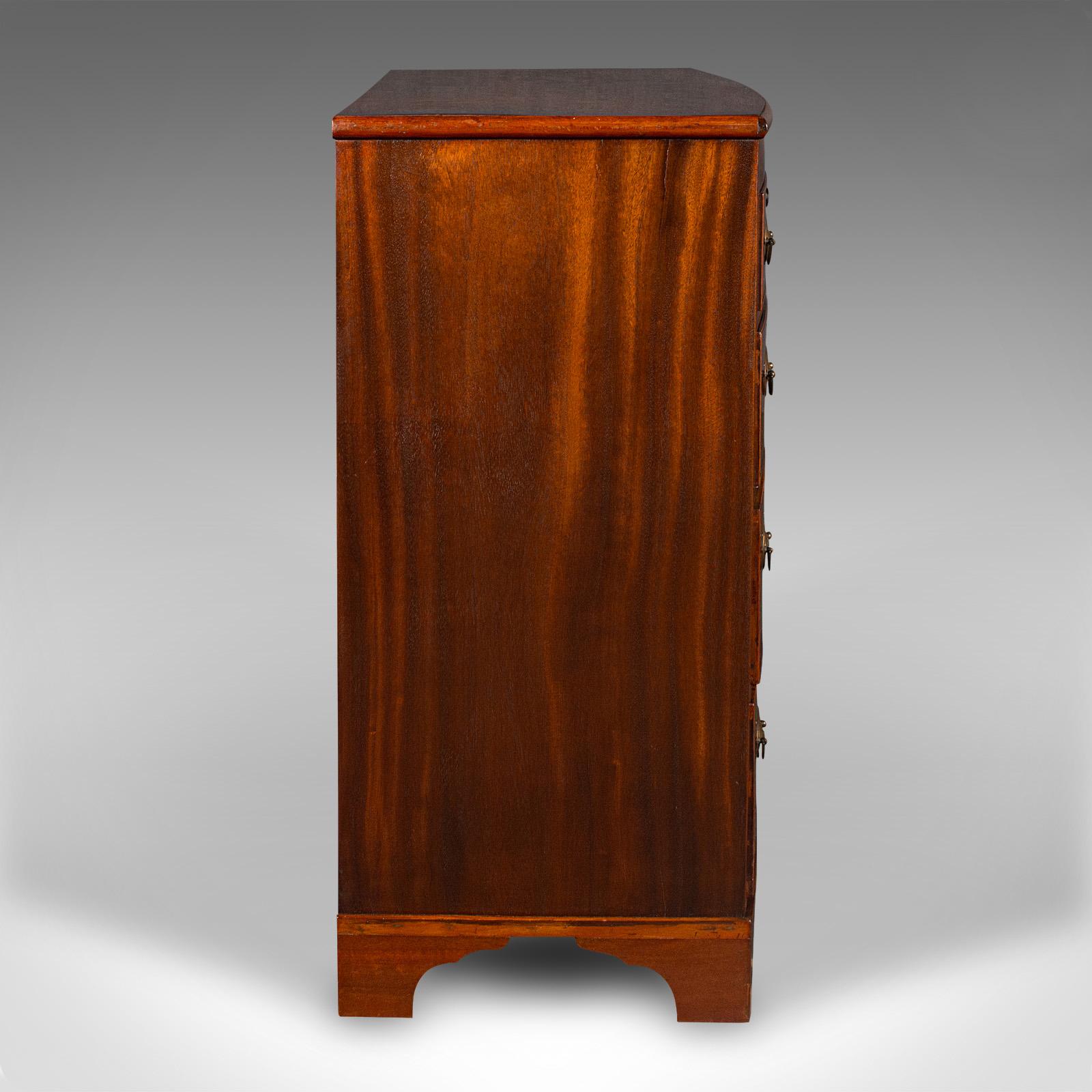 British Antique Bow Front Chest Of Drawers, English, Tallboy, Bedroom, Georgian, C.1800