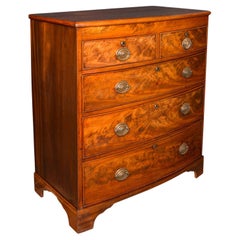 Antique Bow Front Chest Of Drawers, English, Tallboy, Bedroom, Georgian, C.1800