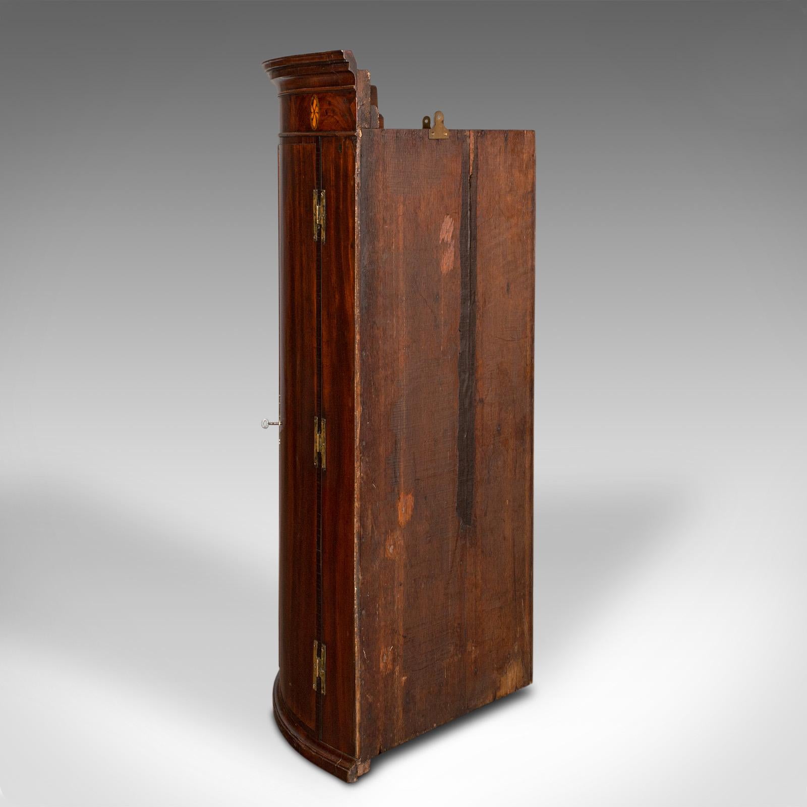 18th Century Antique Bow Front Corner Cabinet, English, Wall Cupboard, Georgian, Circa 1780 For Sale