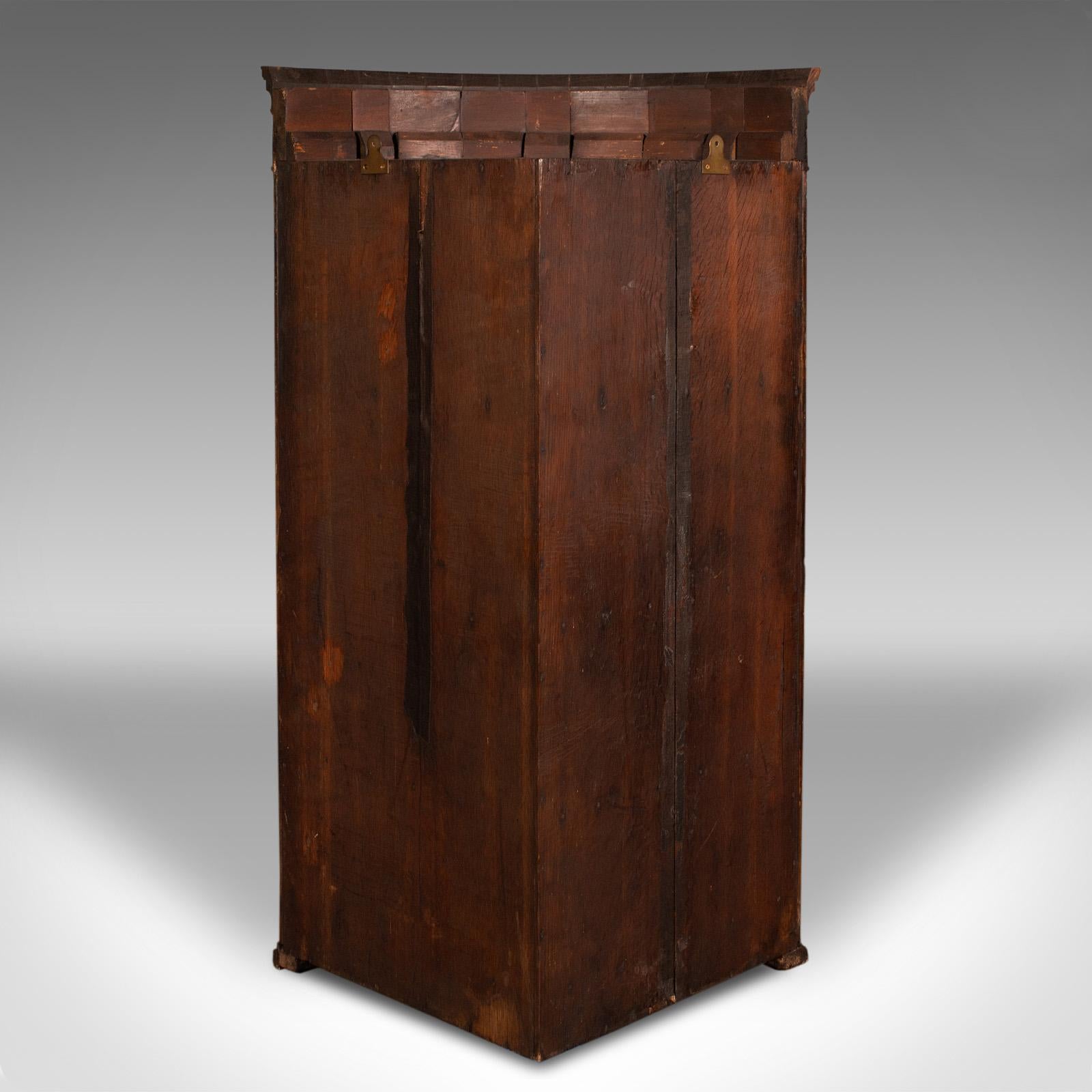 Wood Antique Bow Front Corner Cabinet, English, Wall Cupboard, Georgian, Circa 1780 For Sale