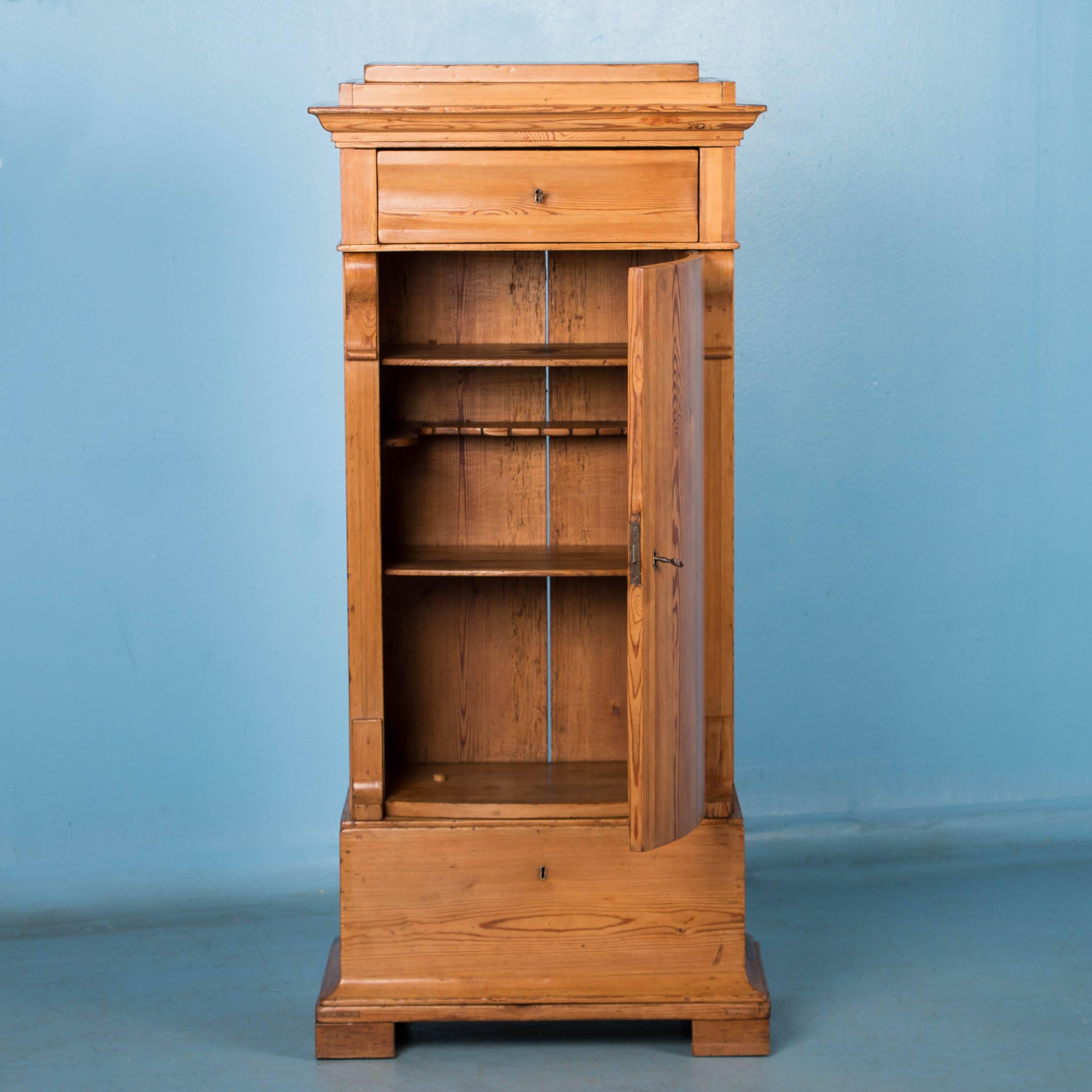 19th Century Antique Danish Bow Front Country Pine Cabinet