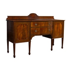 Antique Bow Front Sideboard, English, Victorian Mahogany Dresser, Cabinet