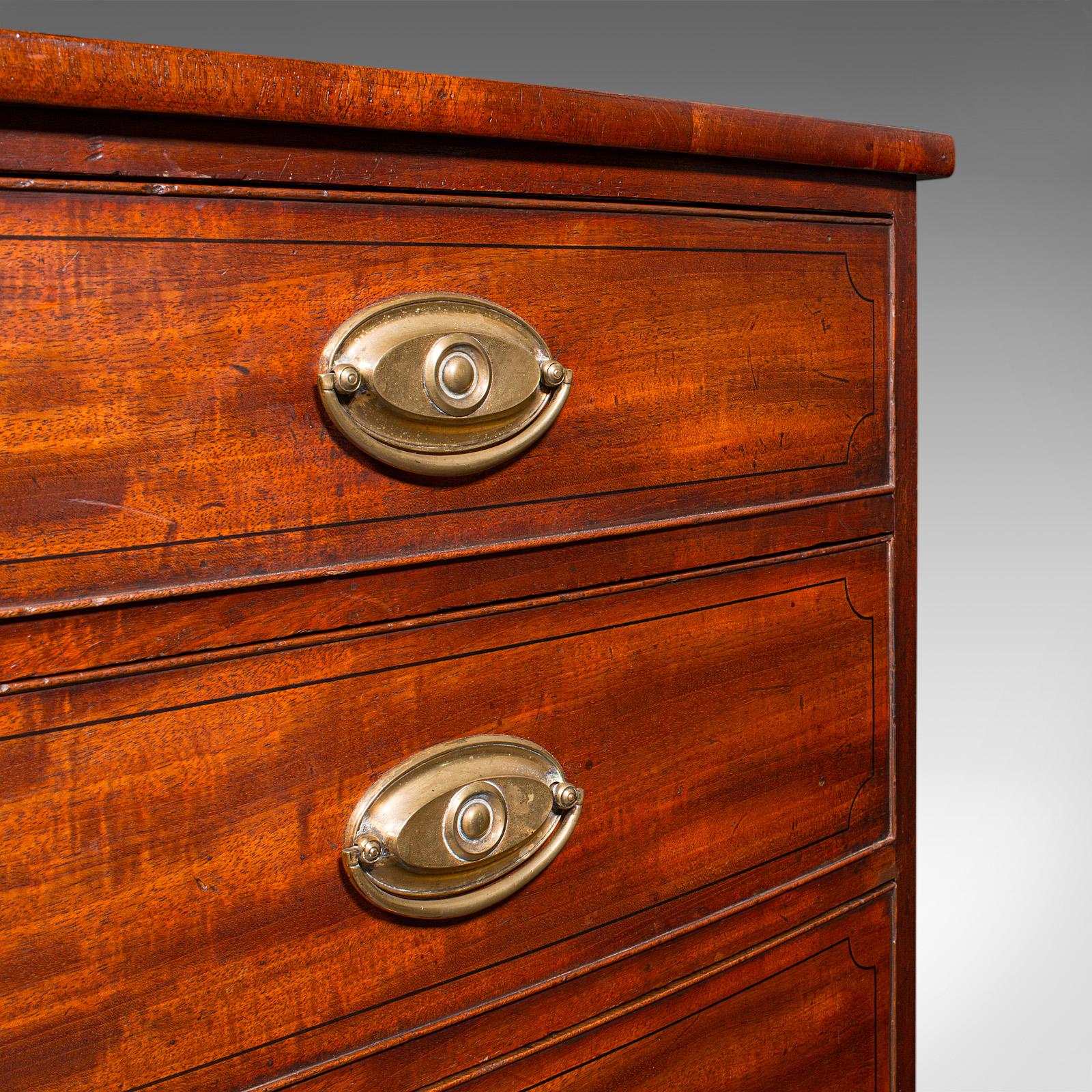 Antique Bow Front Tallboy, English, Chest of Drawers, Bedroom, Georgian, C.1780 4
