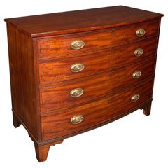 Antique Bow Front Tallboy, English, Chest of Drawers, Bedroom, Georgian, C.1780