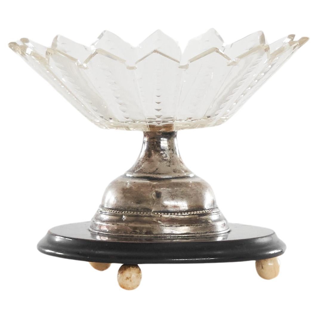 Antique Bowl in Silver, Bakelite and Crystal 1930s For Sale
