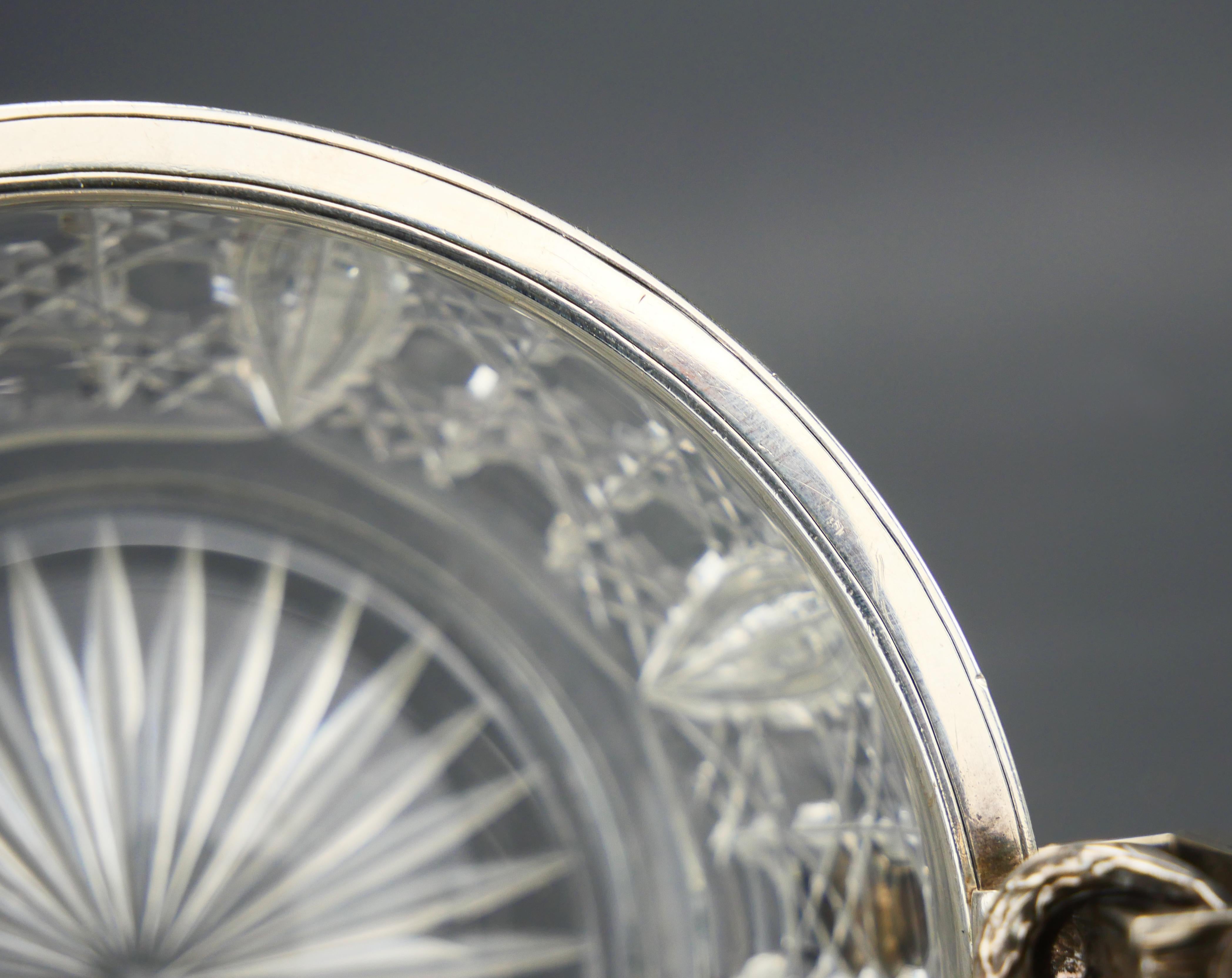 Antique Bowl K.Faberge Russian Empire solid 84 Silver Cut Crystal Glass / 440gr For Sale 5