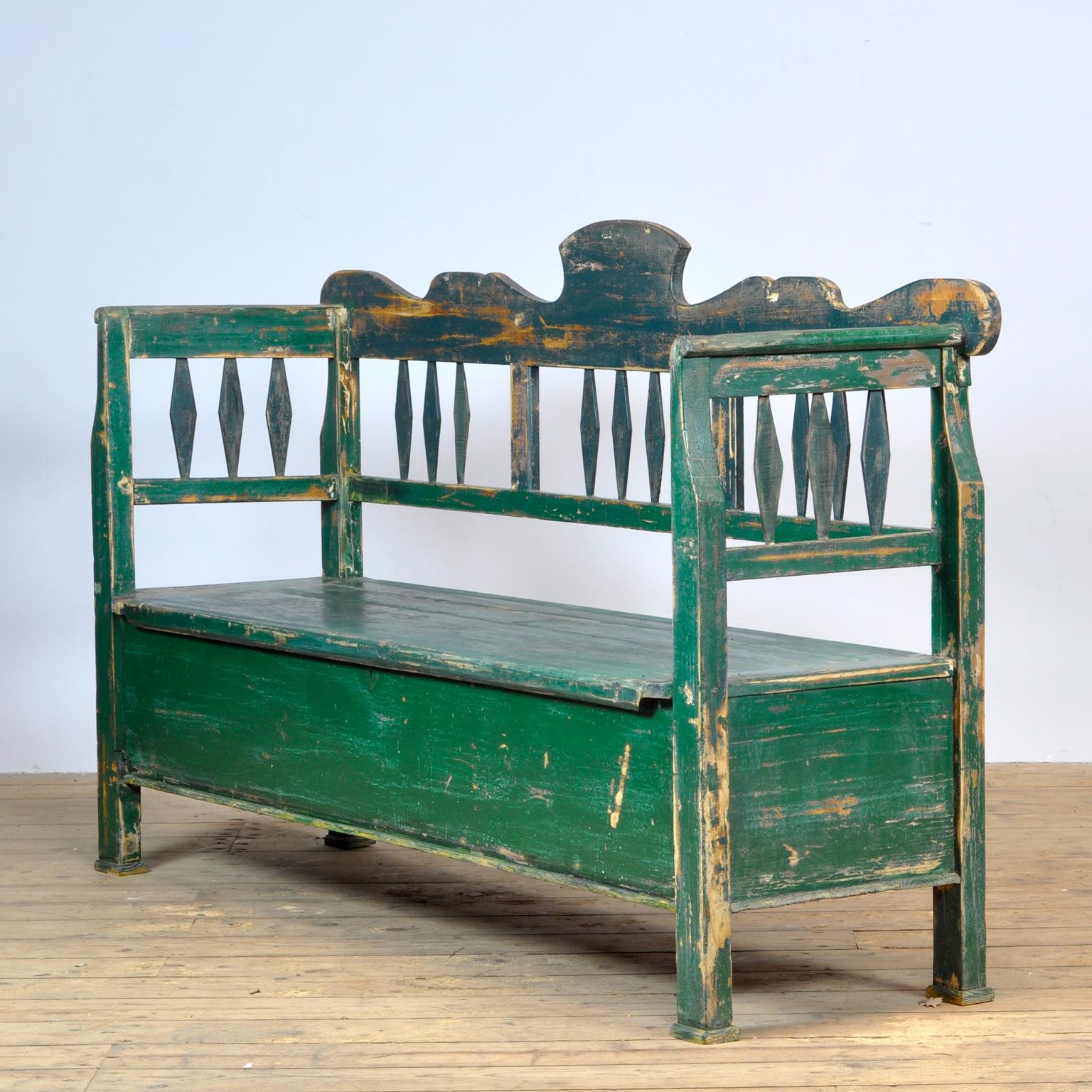 Rustic Antique Box Bench, 1920s