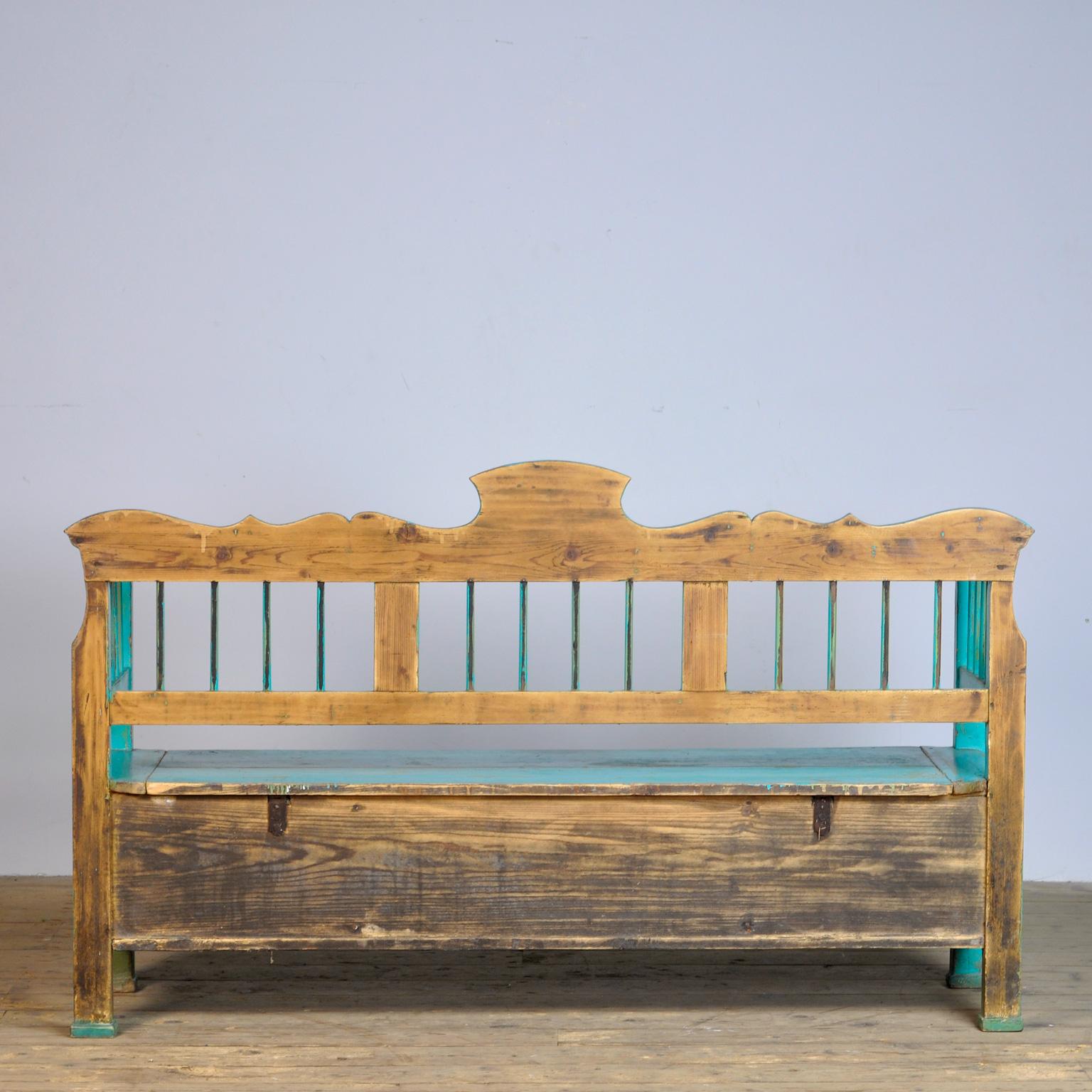 Hungarian Antique Box Bench, 1920s