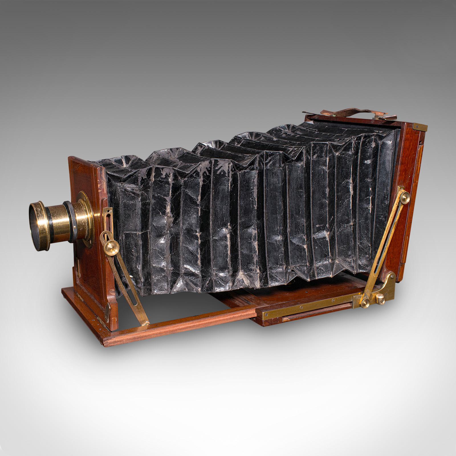 Late Victorian Antique Box Field Camera and Tripod, English, Accessories, Ornamental, Victorian For Sale
