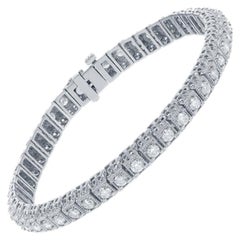 Box Style Diamond Tennis Bracelet, 1 Carat of Diamonds Set in 14 Karat White