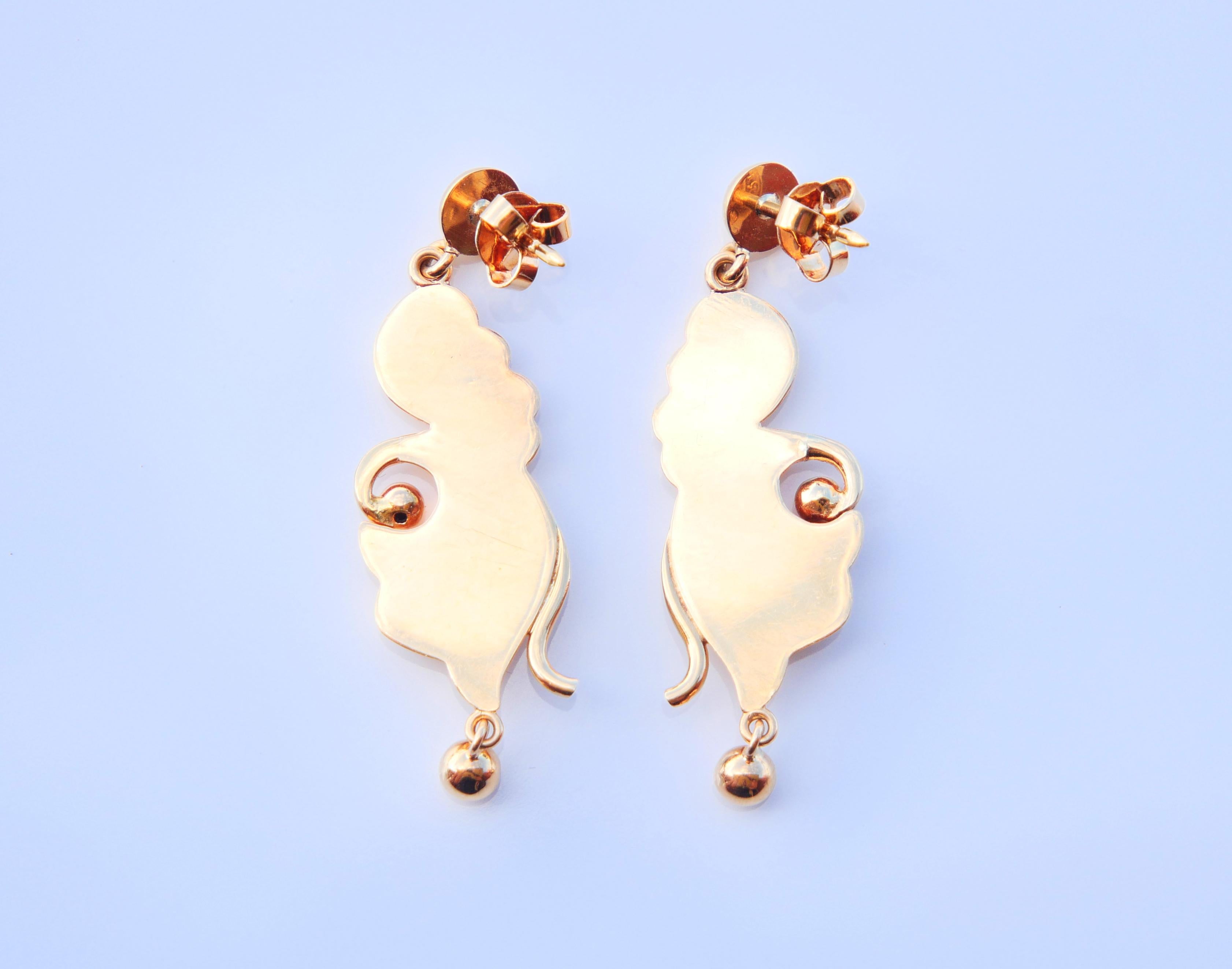 Antique boxed Dangle Earrings solid 18K Gold / 7.76 gr For Sale 2