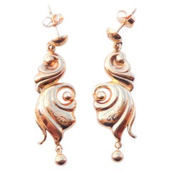 Boucles d'oreilles pendantes anciennes en or massif 18 carats / 7,76 grammes
