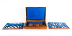Antique Boxed Set 12 Pairs Mother of Pearl Fruit Forks Knives Spoons Etc