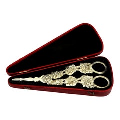 Antique Boxed Sterling Silver Gilt Grape Shears