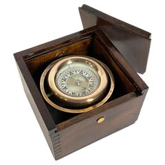 Antique Boxed Yacht Compass in Brass