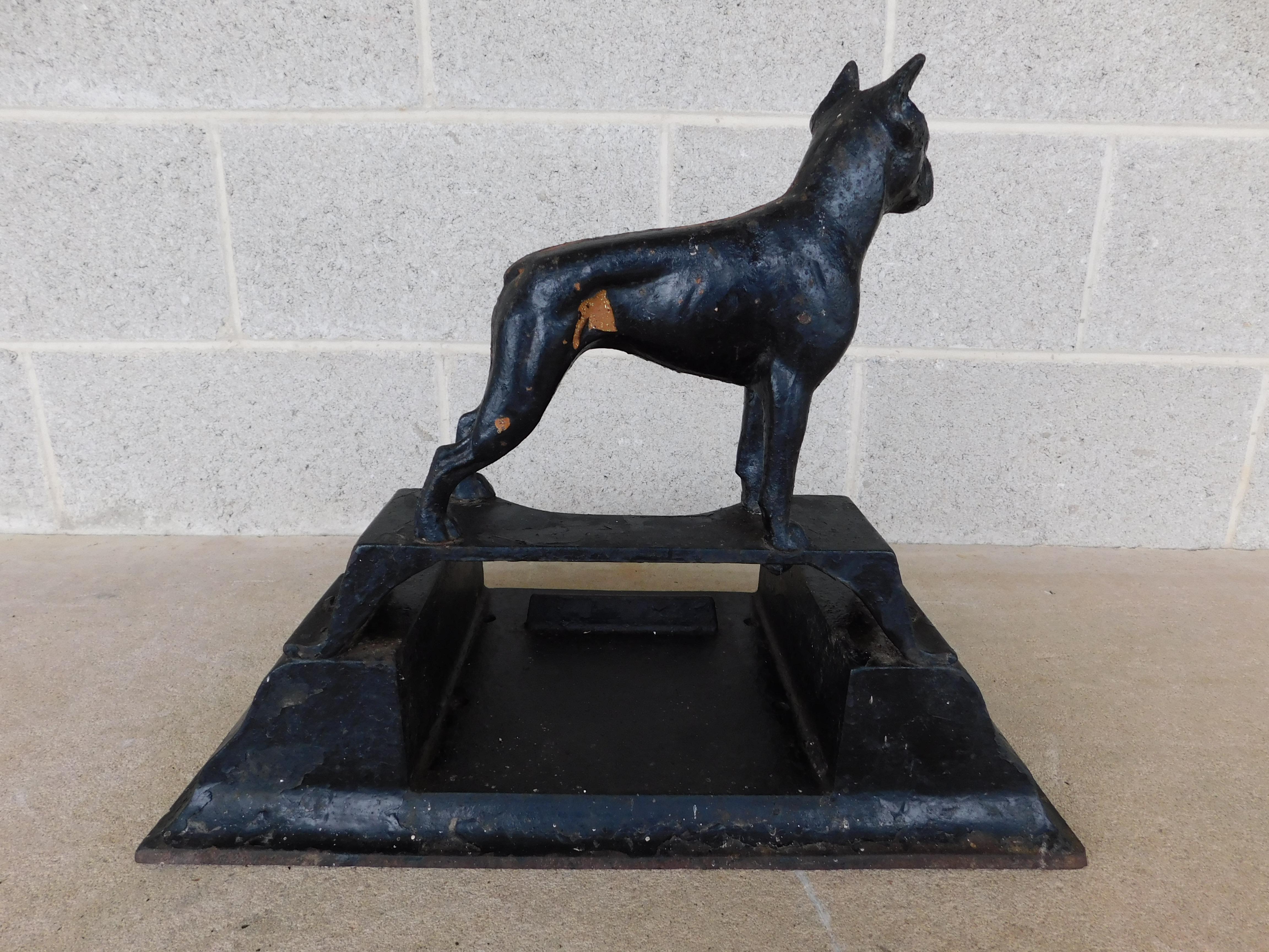 Antique Boxer Bull Dog Cast Iron Boot Scraper For Sale 5
