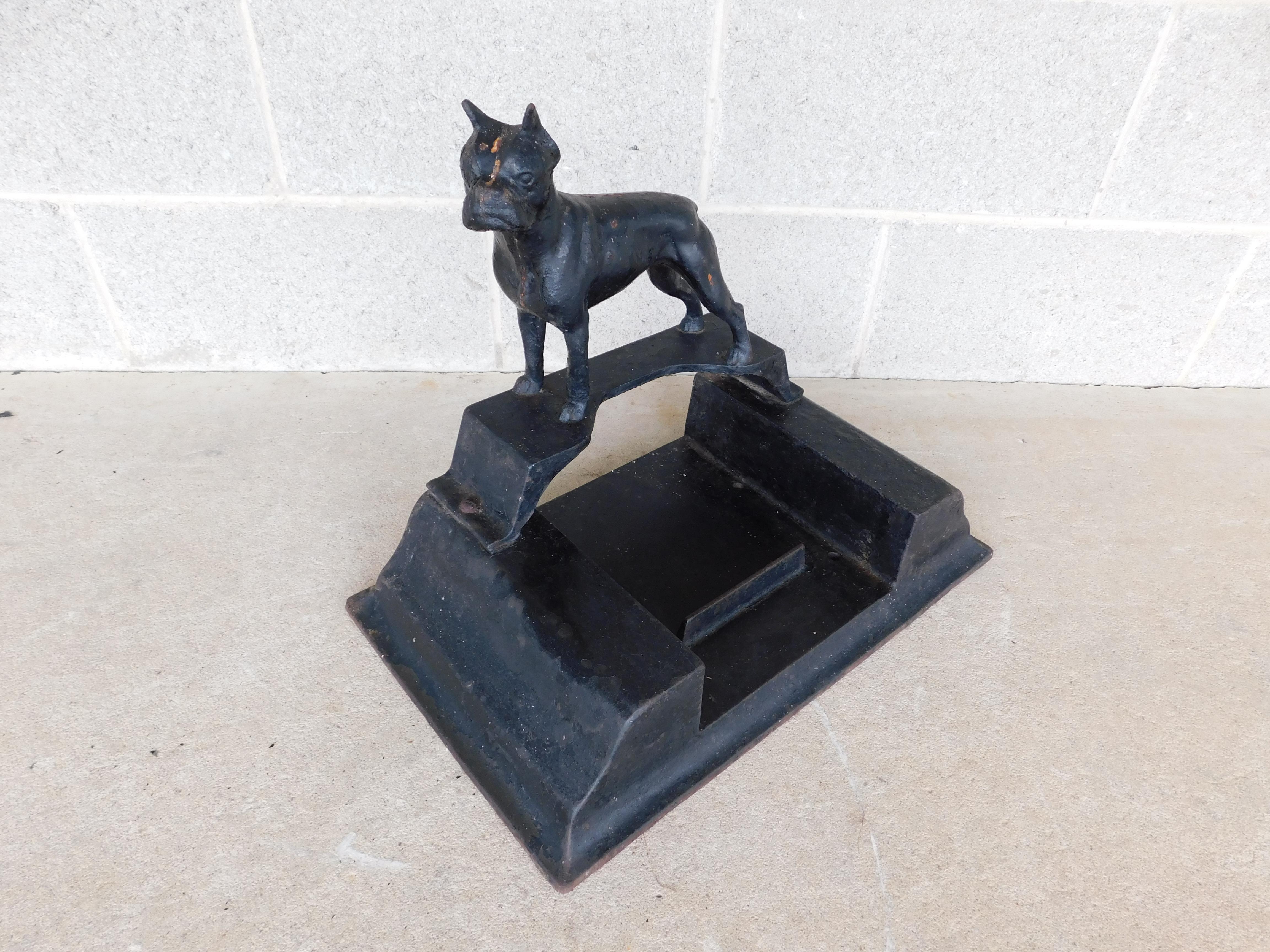 Antique Boxer Bull Dog Cast Iron Boot Scraper For Sale 7