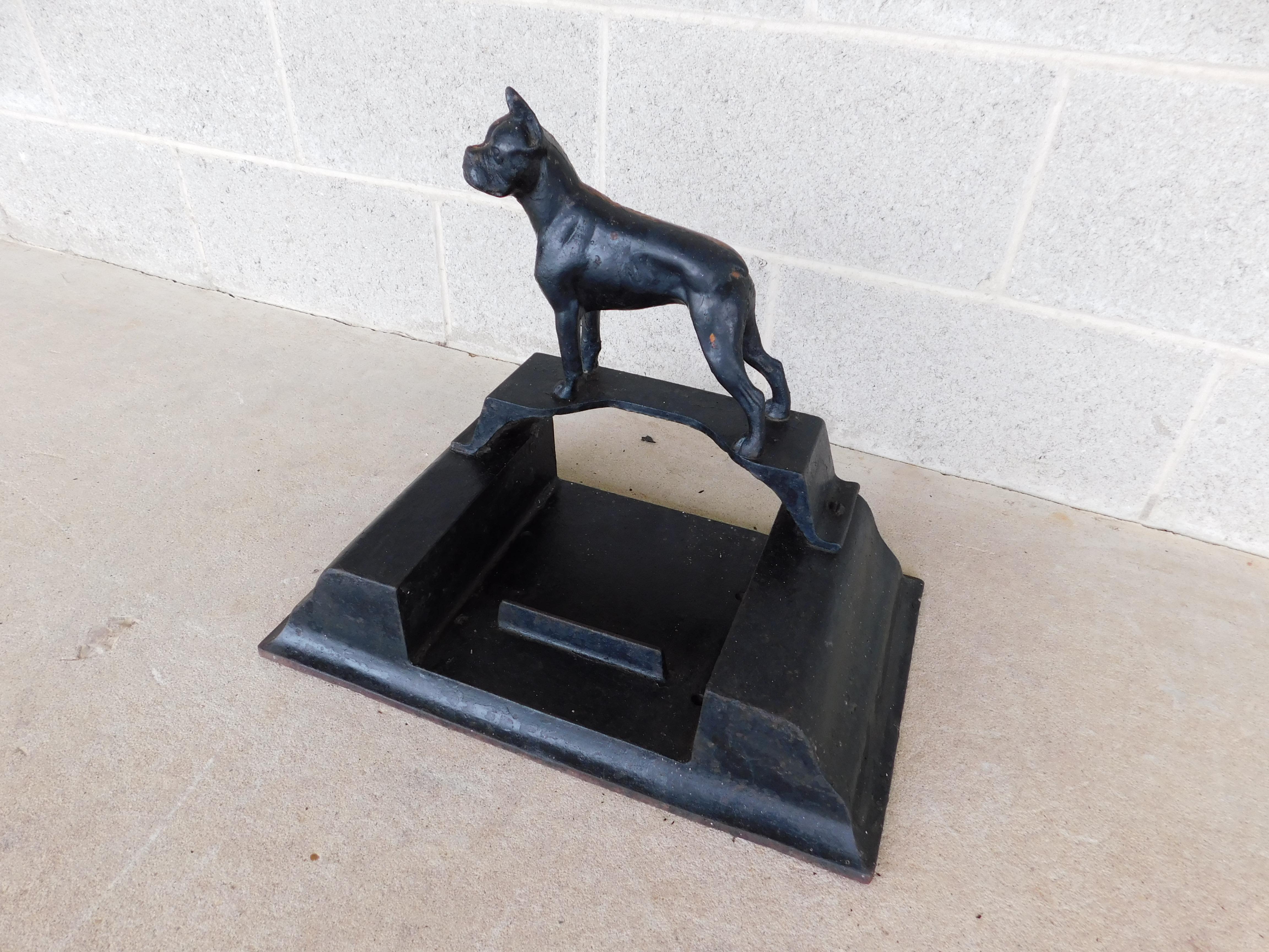 Antique Boxer Bull Dog Cast Iron Boot Scraper For Sale 11