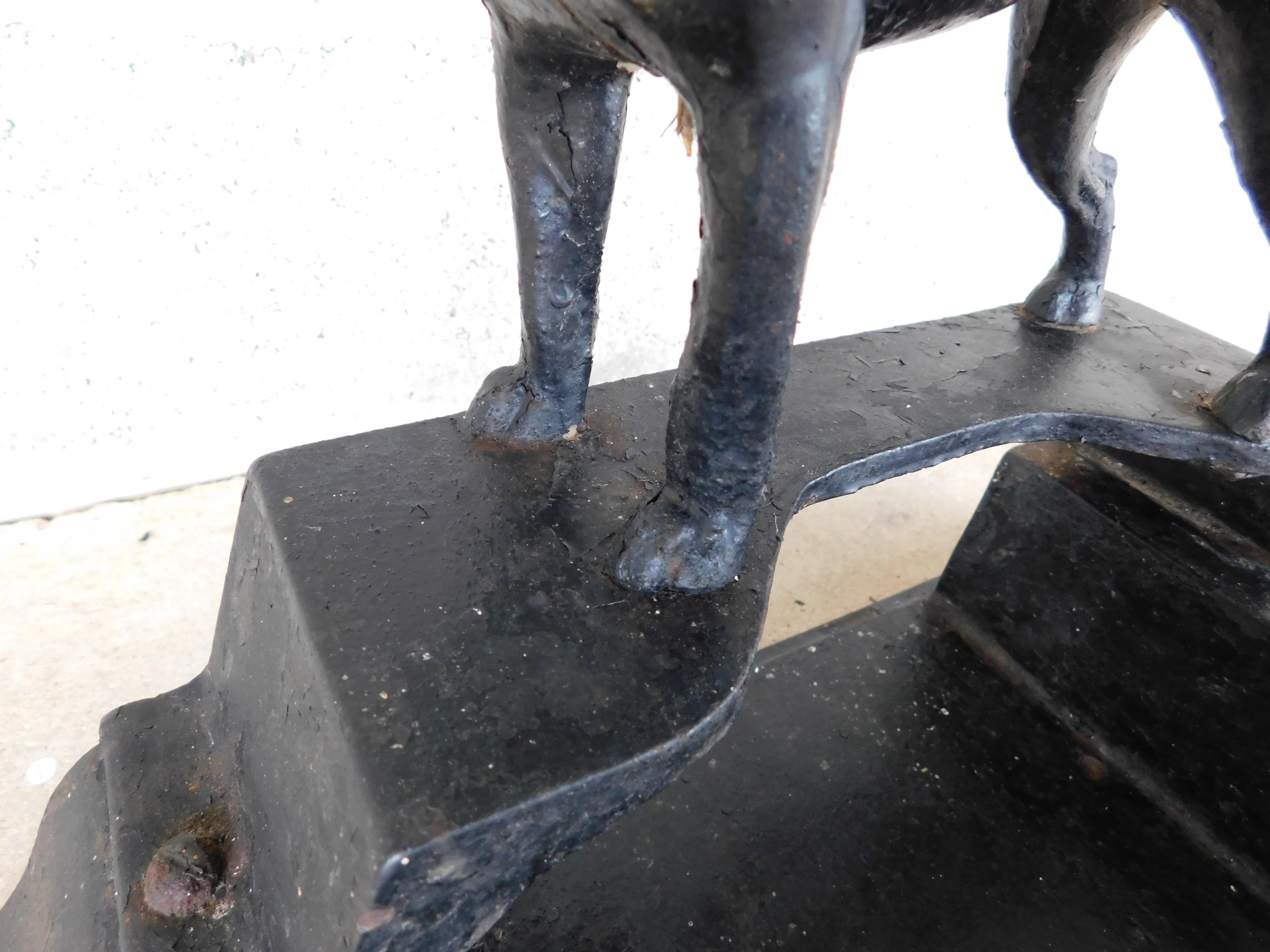 American Classical Antique Boxer Bull Dog Cast Iron Boot Scraper For Sale