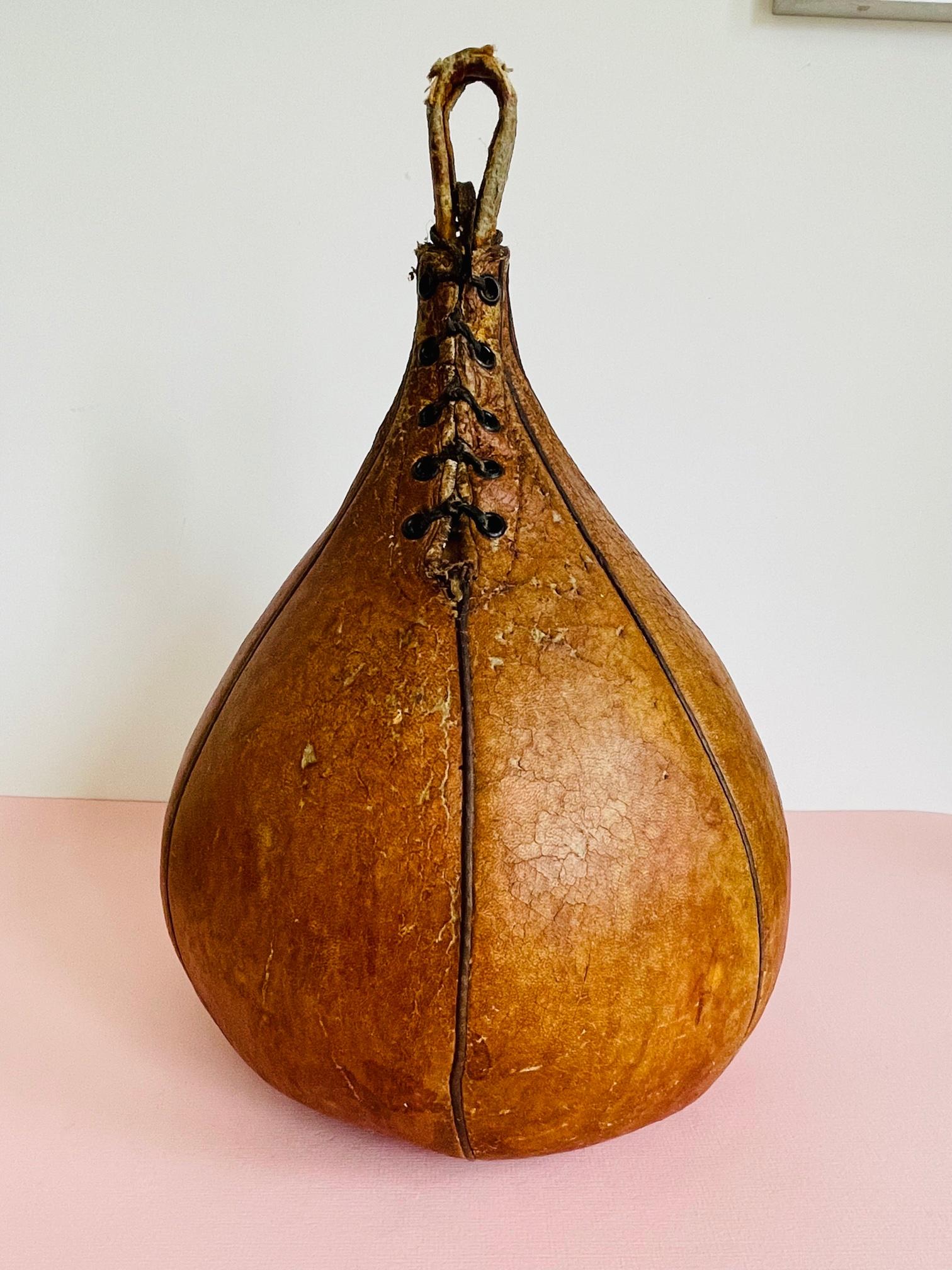 Dutch  Antique boxing ball. Leather boxing bag. Unique early 1900 boxing speed bag. For Sale