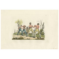 Grabado antiguo de boxeo de Raineri, 1819