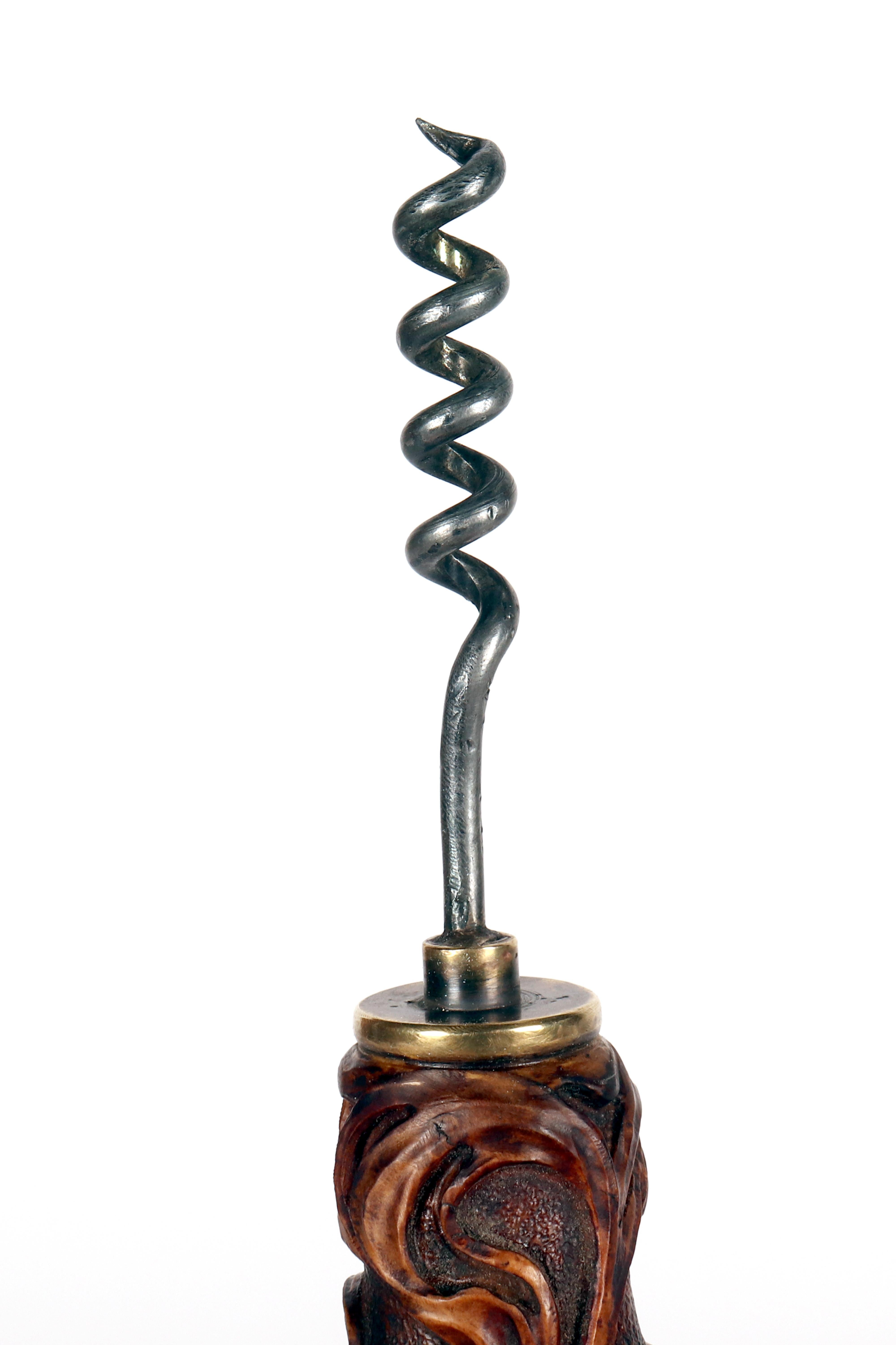 Antique boxwood Art Nouveau corkscrew, France 1900. For Sale 5