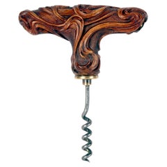 Antique boxwood Art Nouveau corkscrew, France 1900.