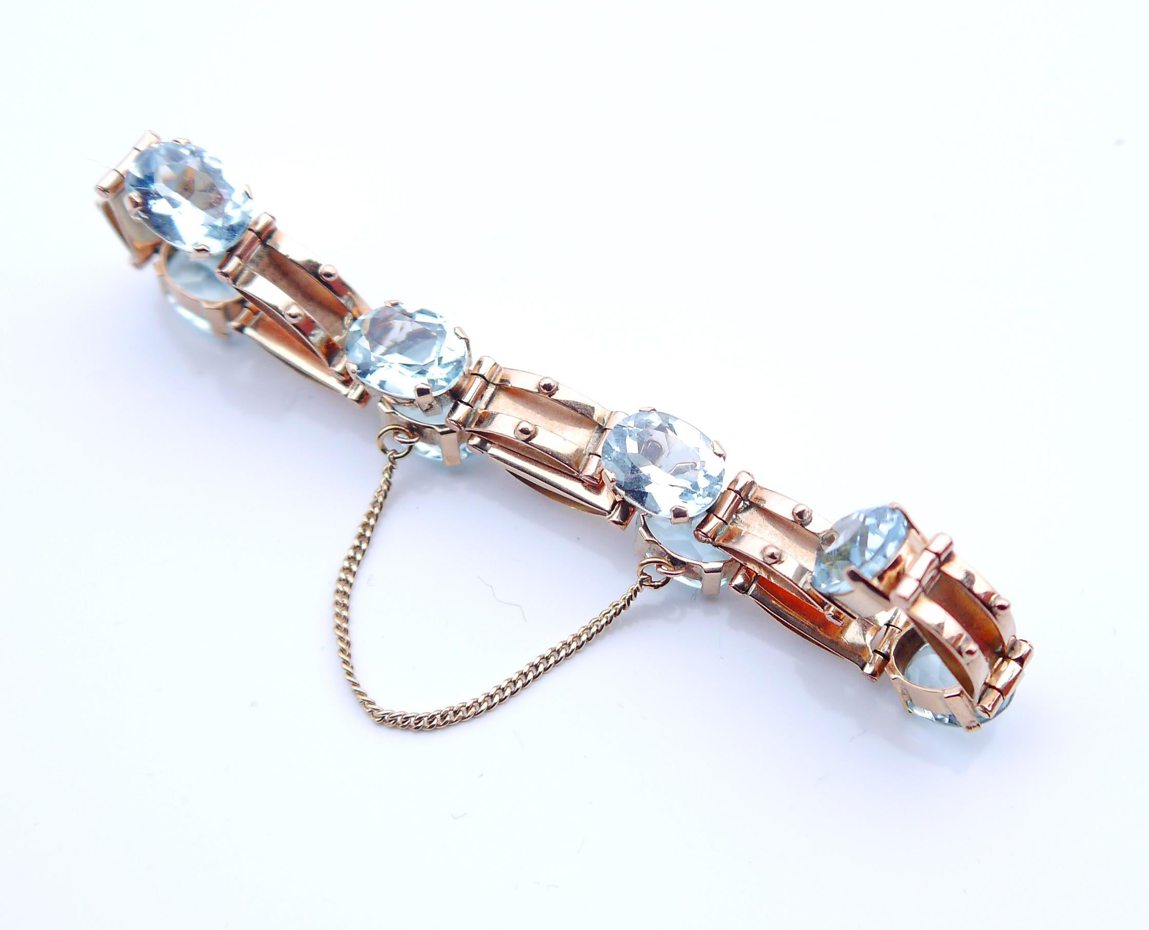 Antique Bracelet 16 ct. natural Aquamarine solid 18K Gold /18 cm / 13.5 gr For Sale 5