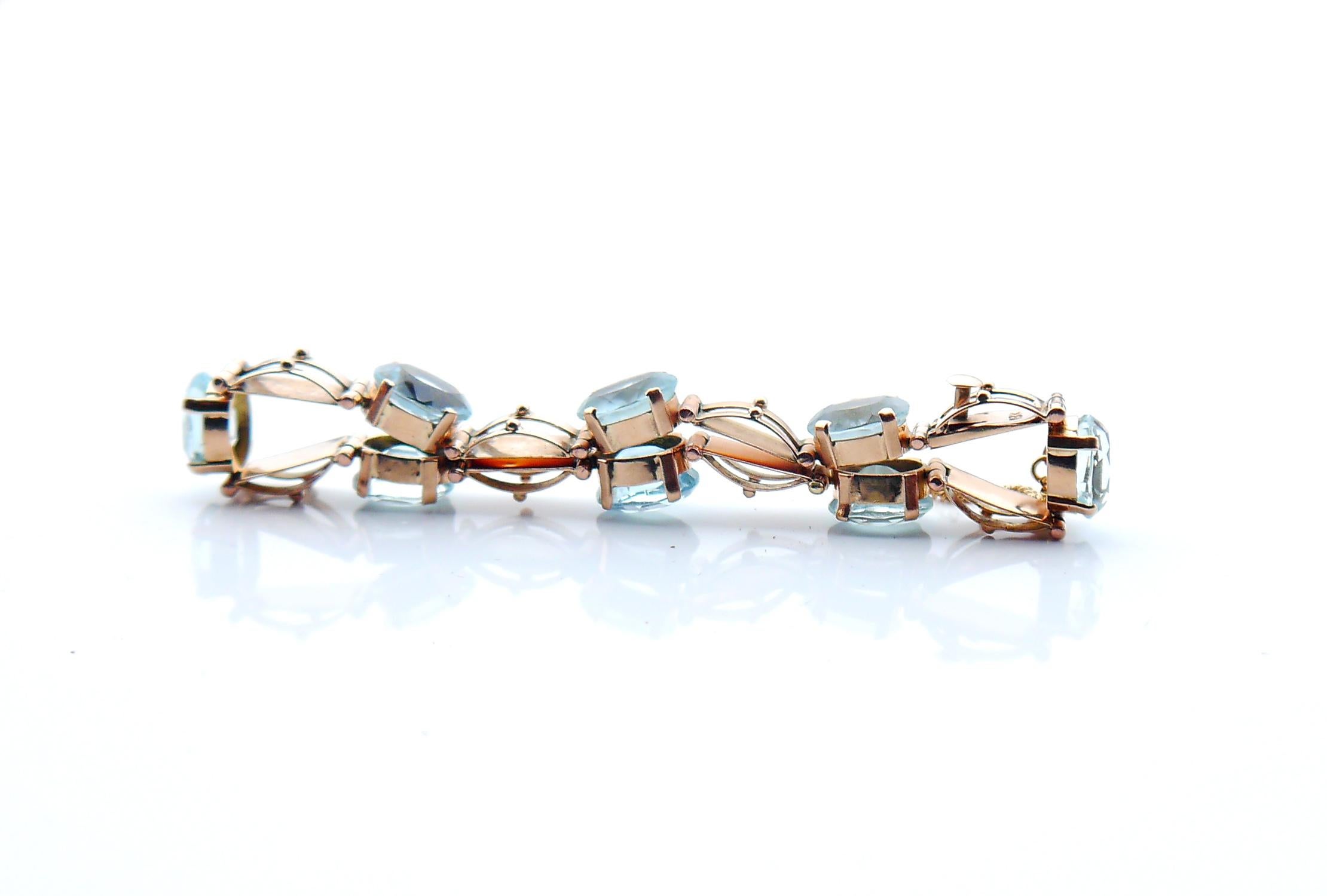 Antique Bracelet 16 ct. natural Aquamarine solid 18K Gold /18 cm / 13.5 gr For Sale 1