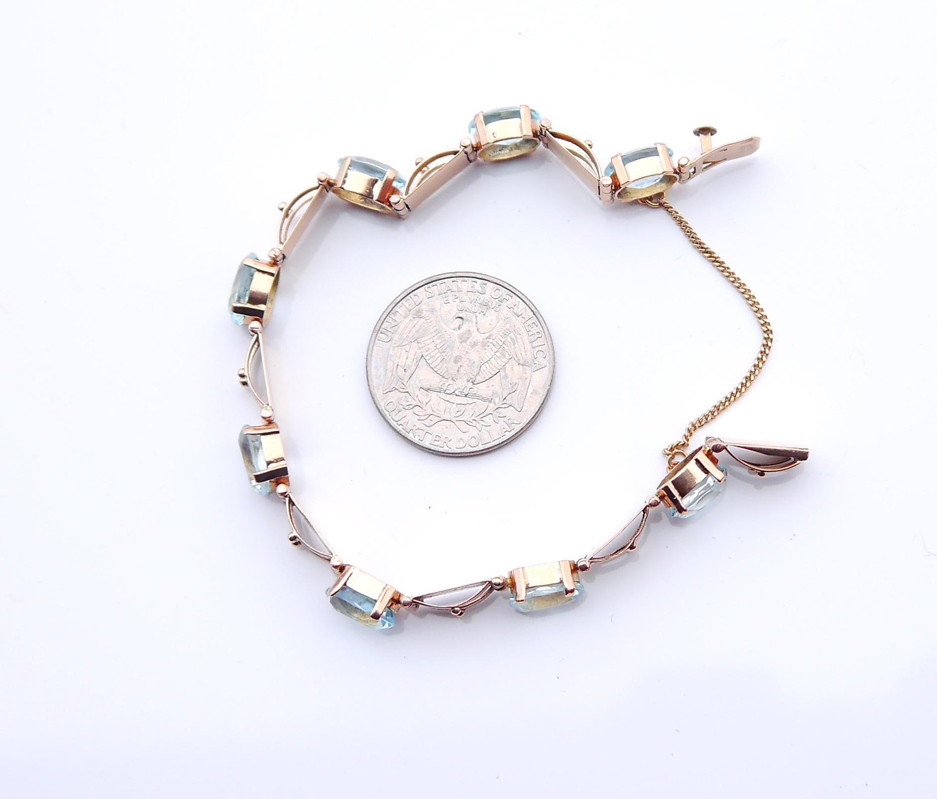 Antique Bracelet 16 ct. natural Aquamarine solid 18K Gold /18 cm / 13.5 gr For Sale 2