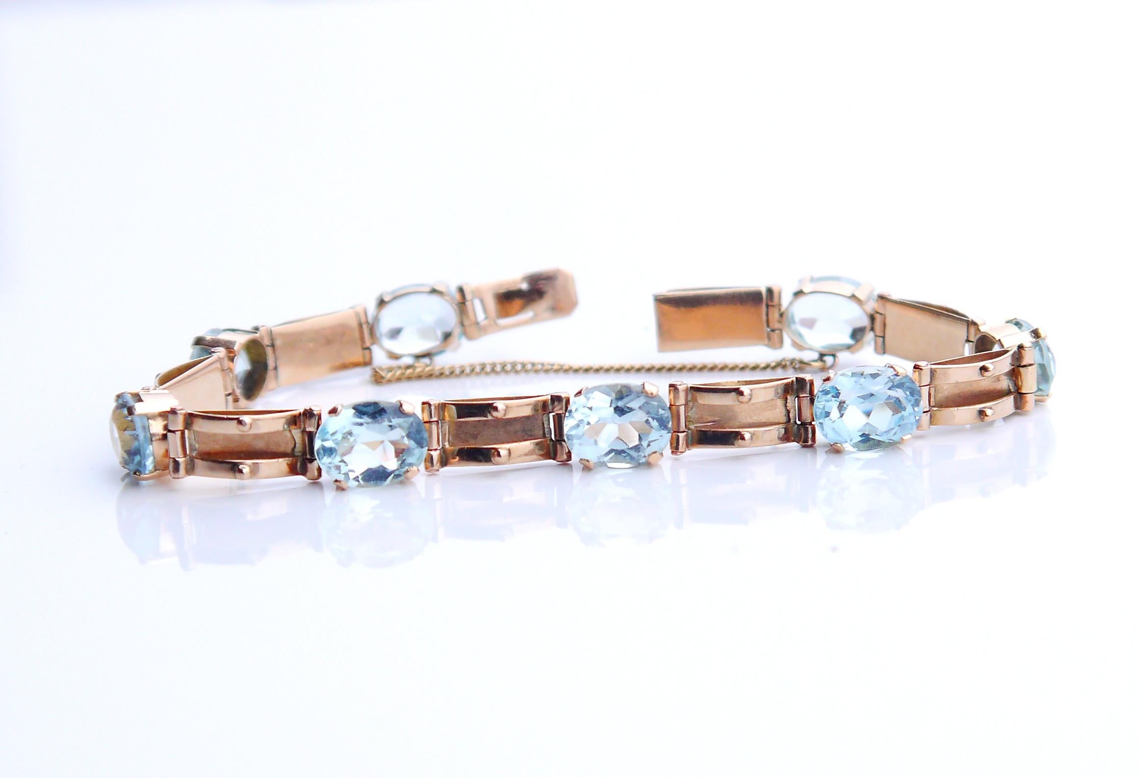Antique Bracelet 16 ct. natural Aquamarine solid 18K Gold /18 cm / 13.5 gr For Sale 4
