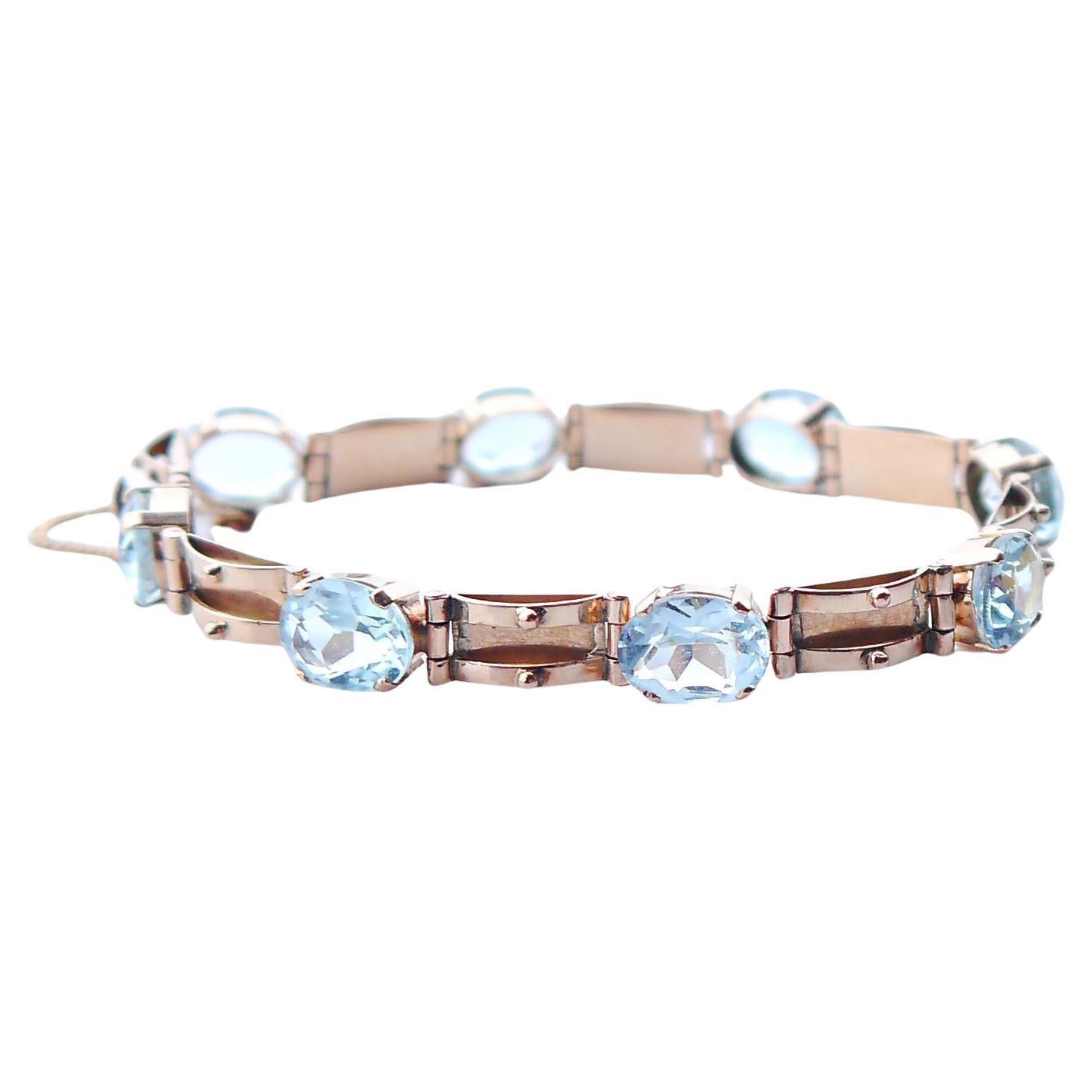 Antikes Armband 16 ct. natürlicher Aquamarin massives 18K Gold /18 cm / 13,5 gr