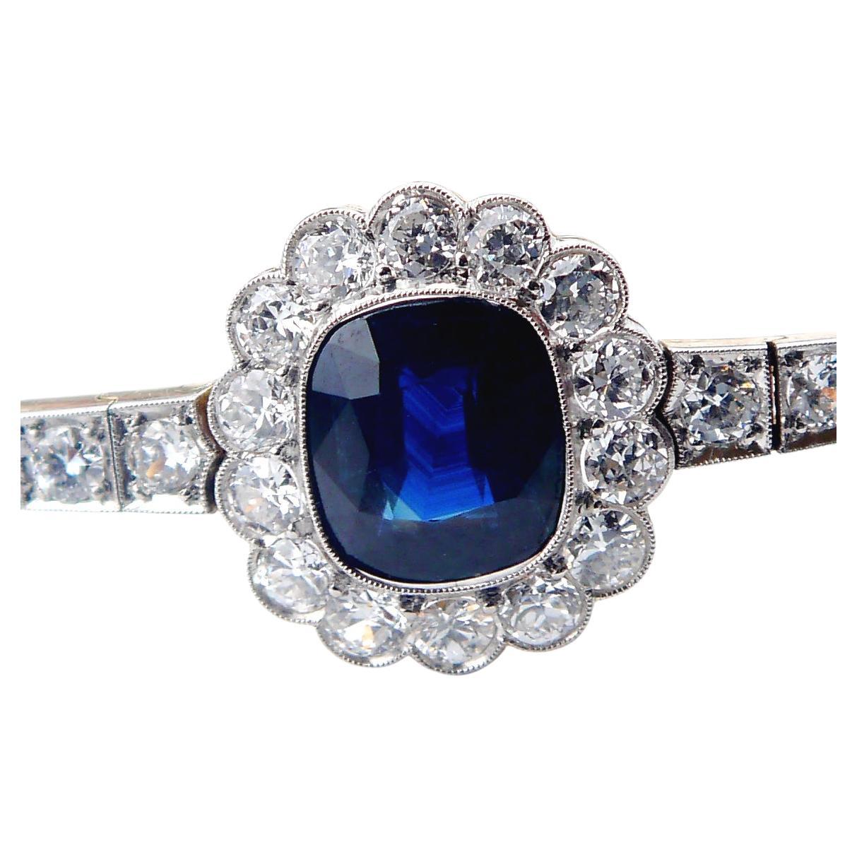 Antique Bracelet 5.5 ct Sapphire 2.3ctw Diamonds 18K Gold Platinum /17.7cm/9.4gr For Sale