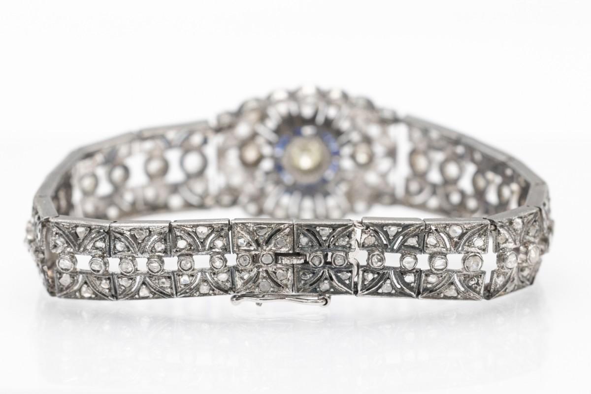 Antique bracelet from the Art Déco period, richly set with diamonds Corte rosa en venta