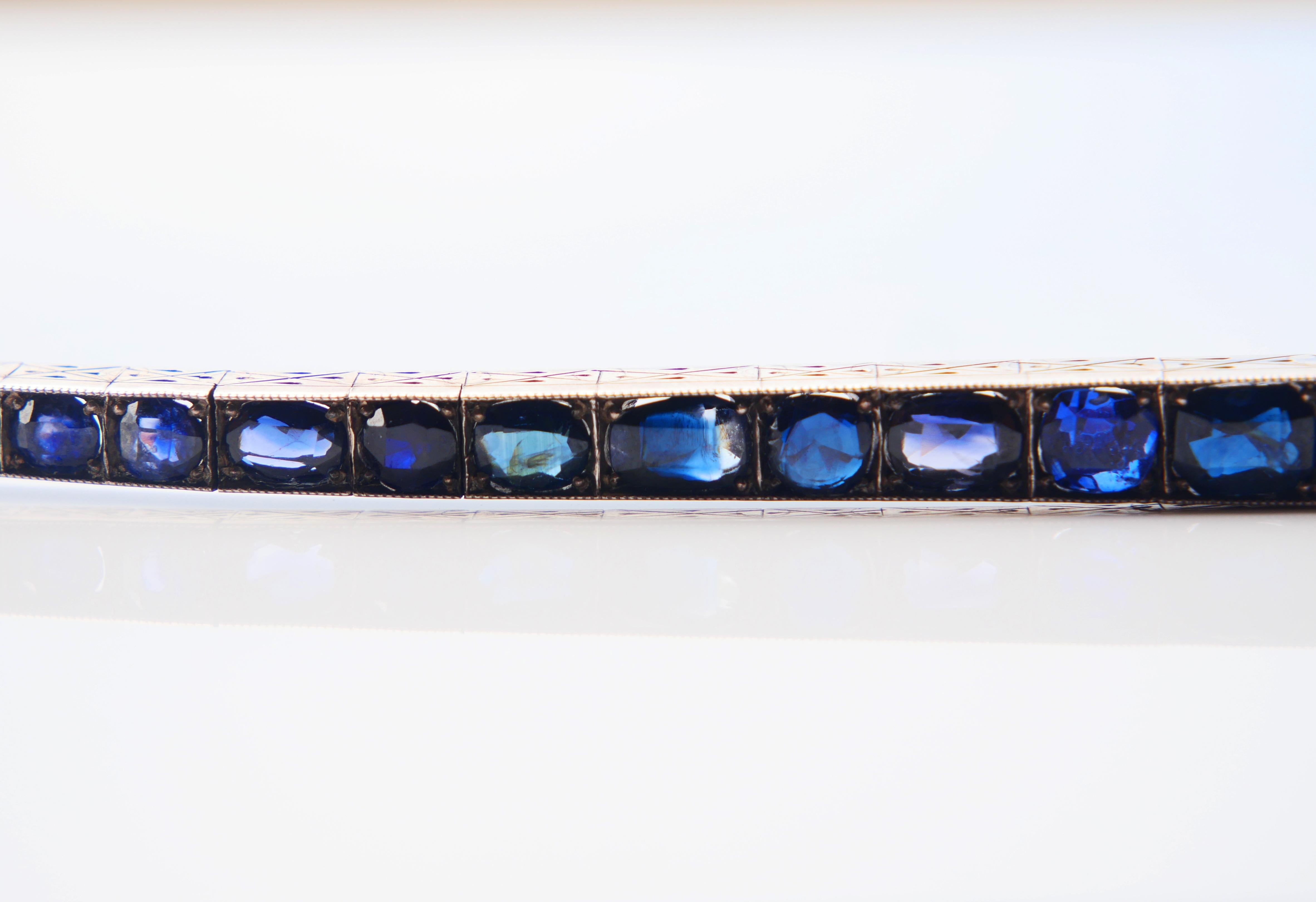 Antique Bracelet natural 20ctw  Sapphires solid Silver/ 10K Gold /18cm / 22gr For Sale 5