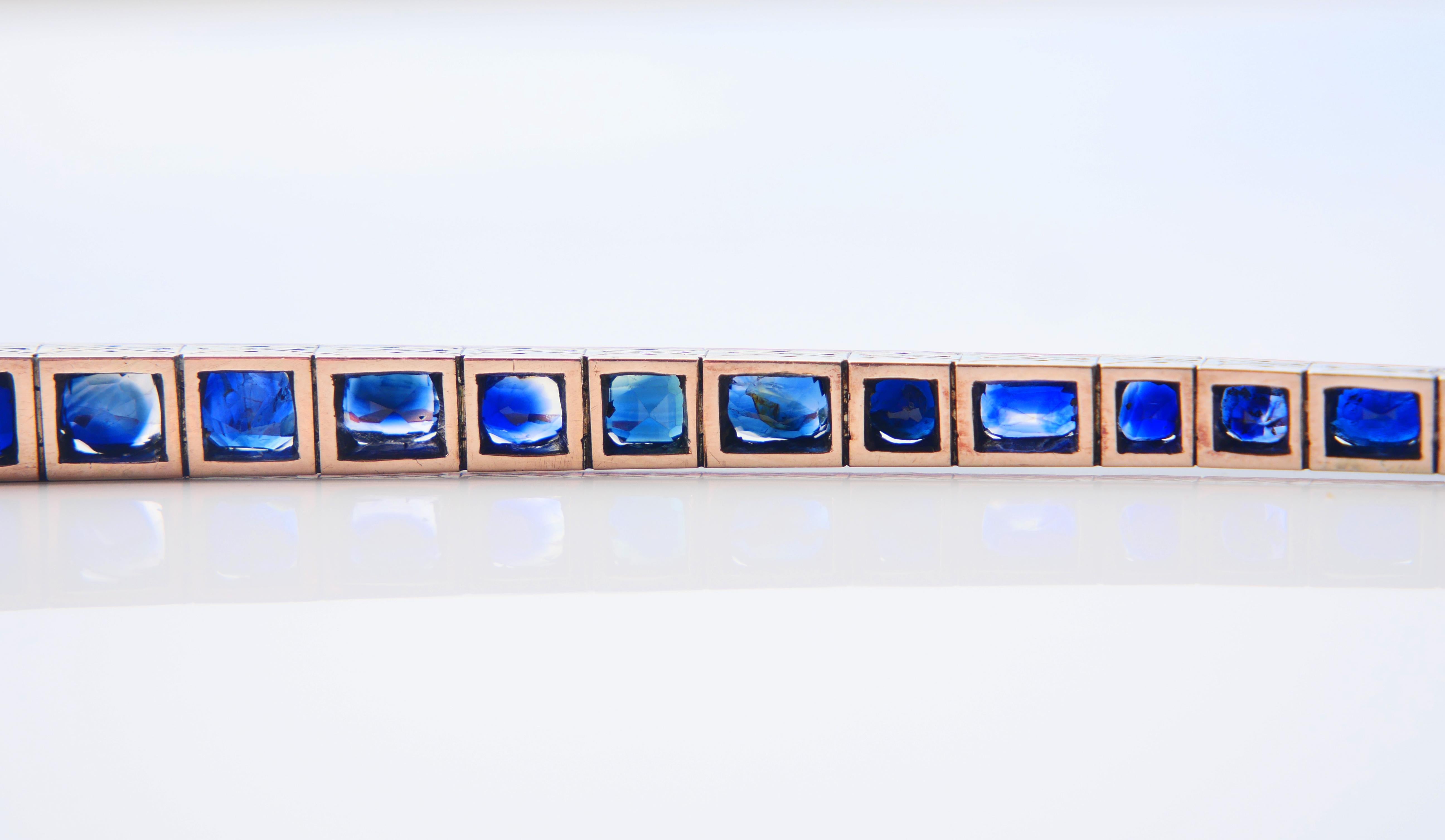 Antique Bracelet natural 20ctw  Sapphires solid Silver/ 10K Gold /18cm / 22gr For Sale 6