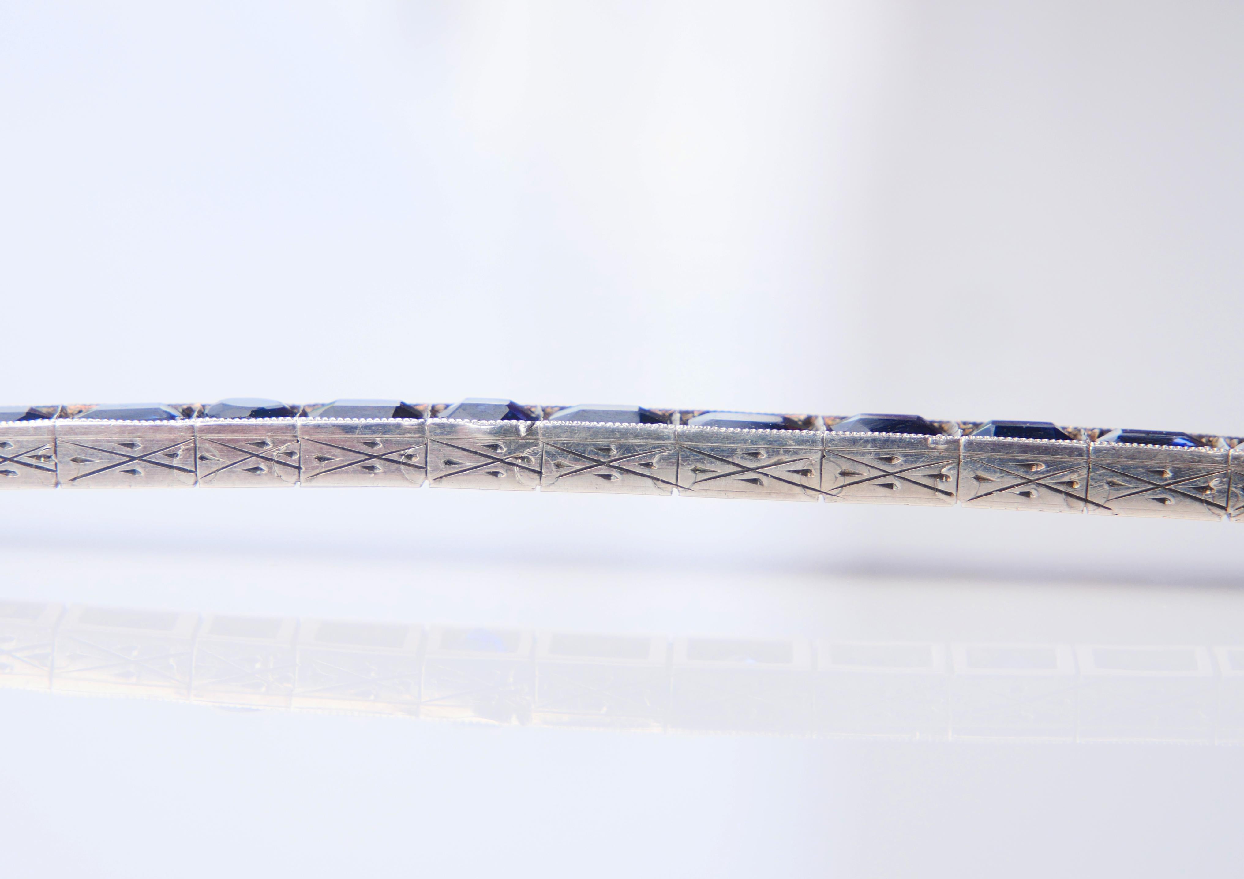 Antique Bracelet natural 20ctw  Sapphires solid Silver/ 10K Gold /18cm / 22gr For Sale 10