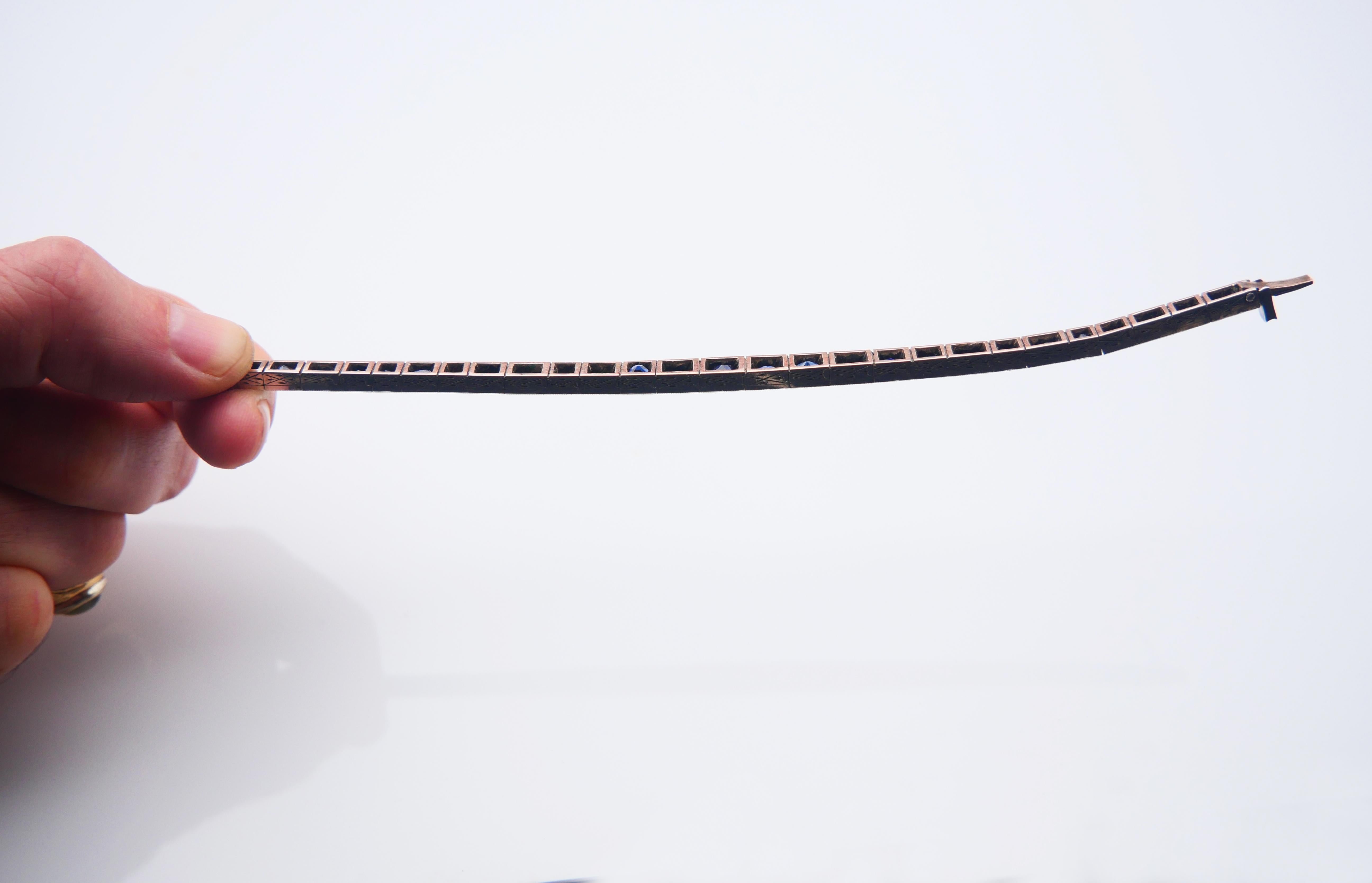 Antique Bracelet natural 20ctw  Sapphires solid Silver/ 10K Gold /18cm / 22gr For Sale 11