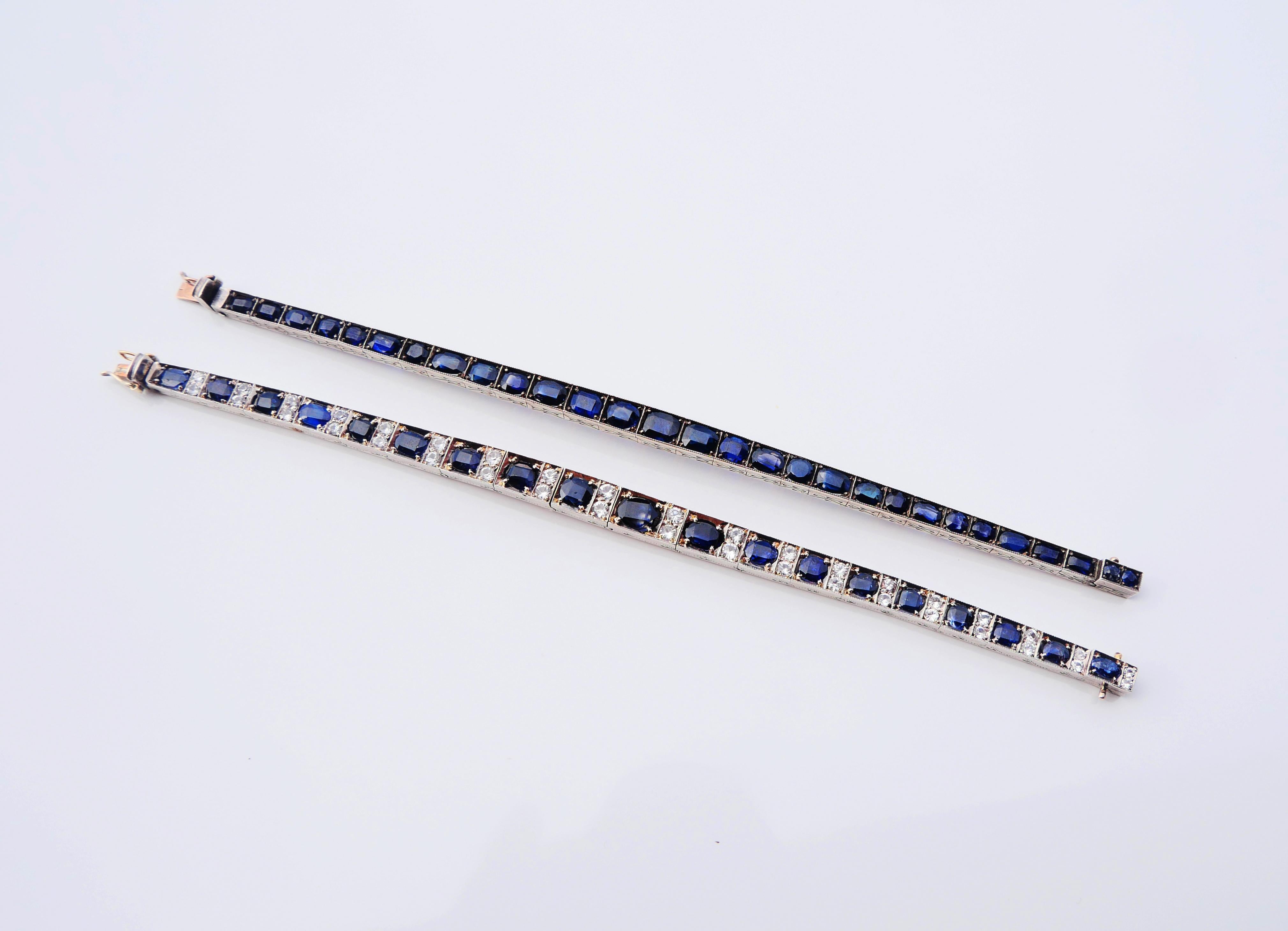 Antique Bracelet natural 20ctw  Sapphires solid Silver/ 10K Gold /18cm / 22gr For Sale 12