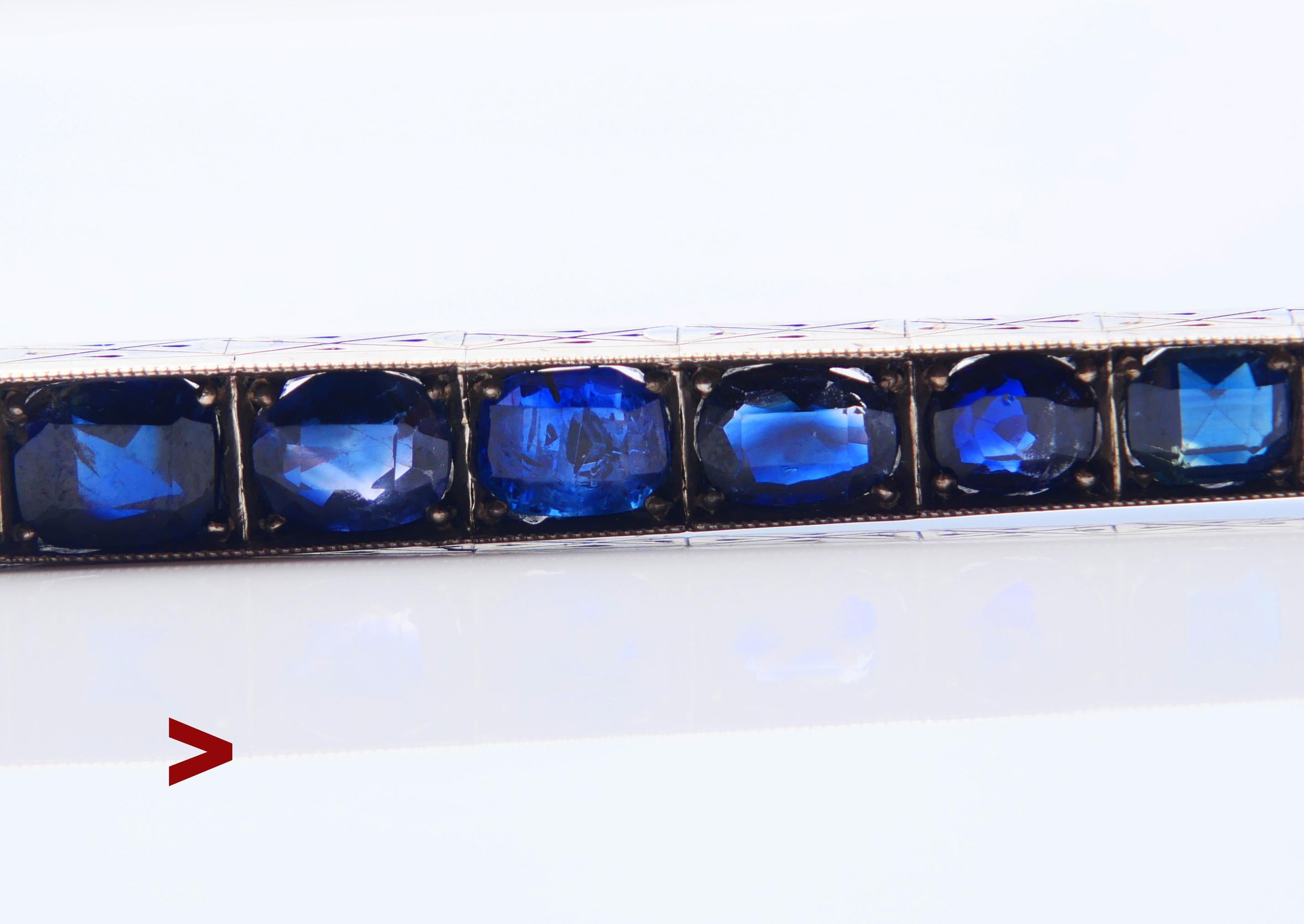 Antique Bracelet natural 20ctw  Sapphires solid Silver/ 10K Gold /18cm / 22gr For Sale 4