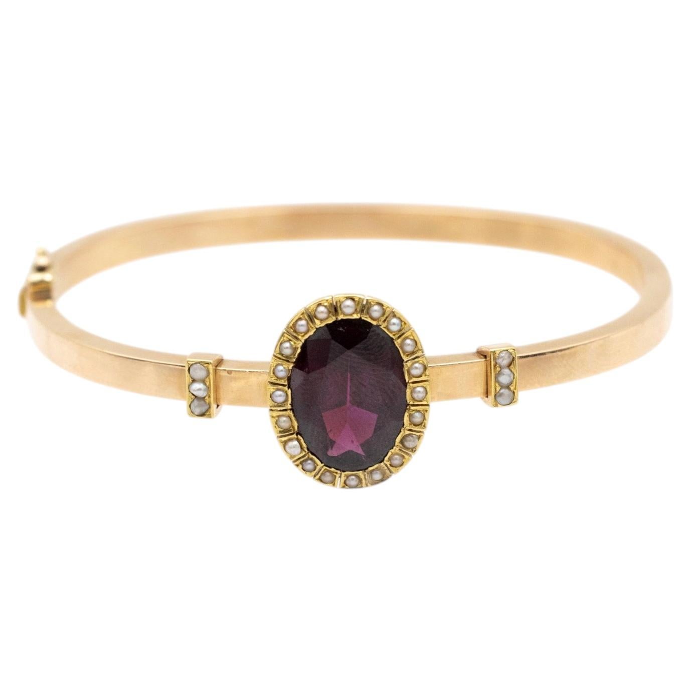 Antique bracelet with garnet and pearls, Austria-Hungary 1872-1922.