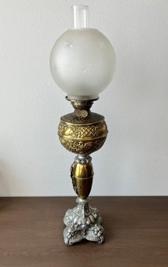 Antique Bradley and Hubbard American Victorian Parlor Oil Lamp