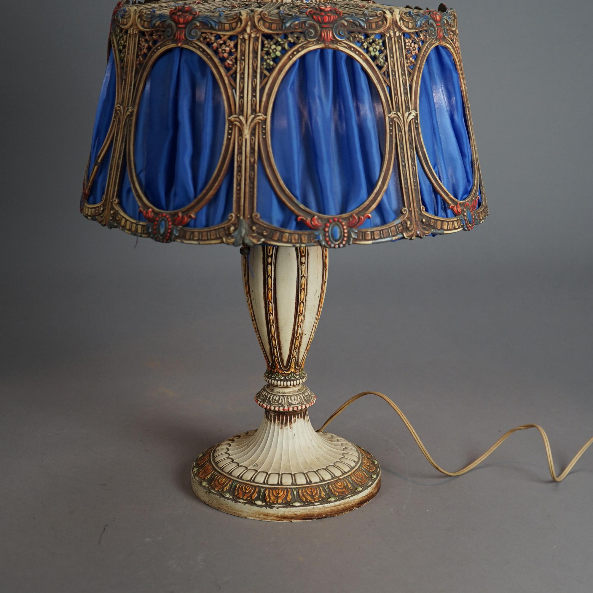 Antique Bradley And Hubbard Arts & Crafts Polychromed Metal Table Lamp C1925 1