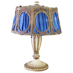 Antique Bradley And Hubbard Arts 
Crafts Polychromed Metal Table Lamp C1925