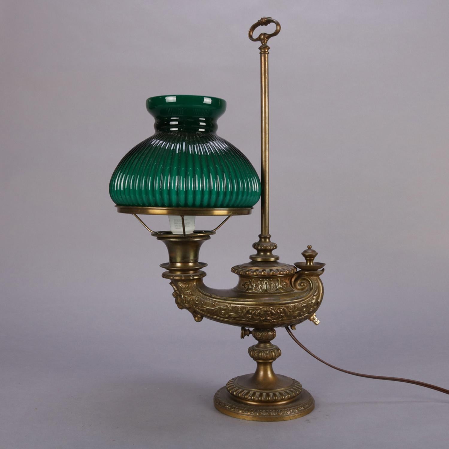 Antique Bradley and Hubbard School Aladdin Style Electric Student Oil Lamp In Good Condition In Big Flats, NY