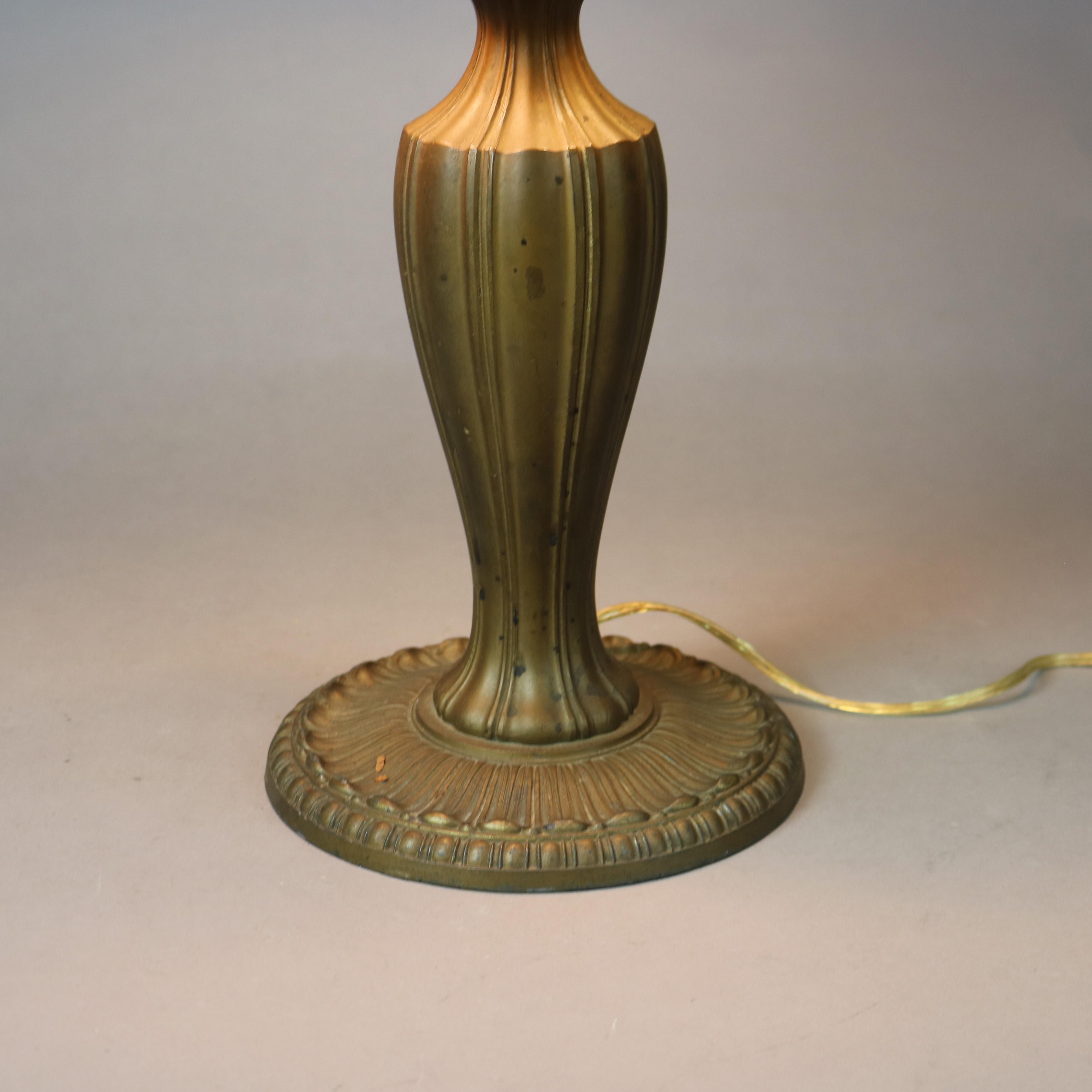Lampe florale ancienne Bradley & Hubbard Arts and Crafts peinte à l'envers, signée en vente 5