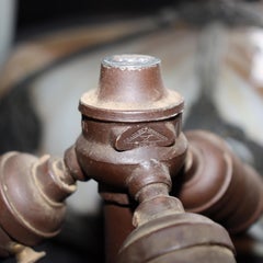 Ancienne lampe de table à 8 panneaux en verre de scories Bradley & Hubbard attr Arts & Crafts c1920