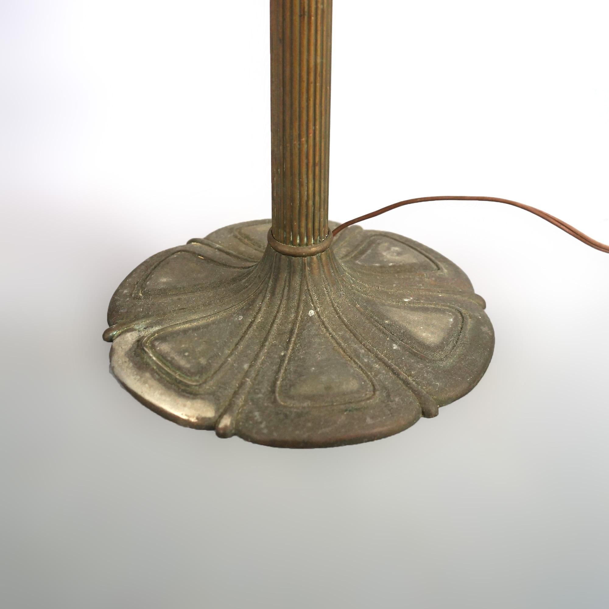 Arts and Crafts Antique Bradley & Hubbard Arts & Crafts Bent Slag Glass Table Lamp C1920