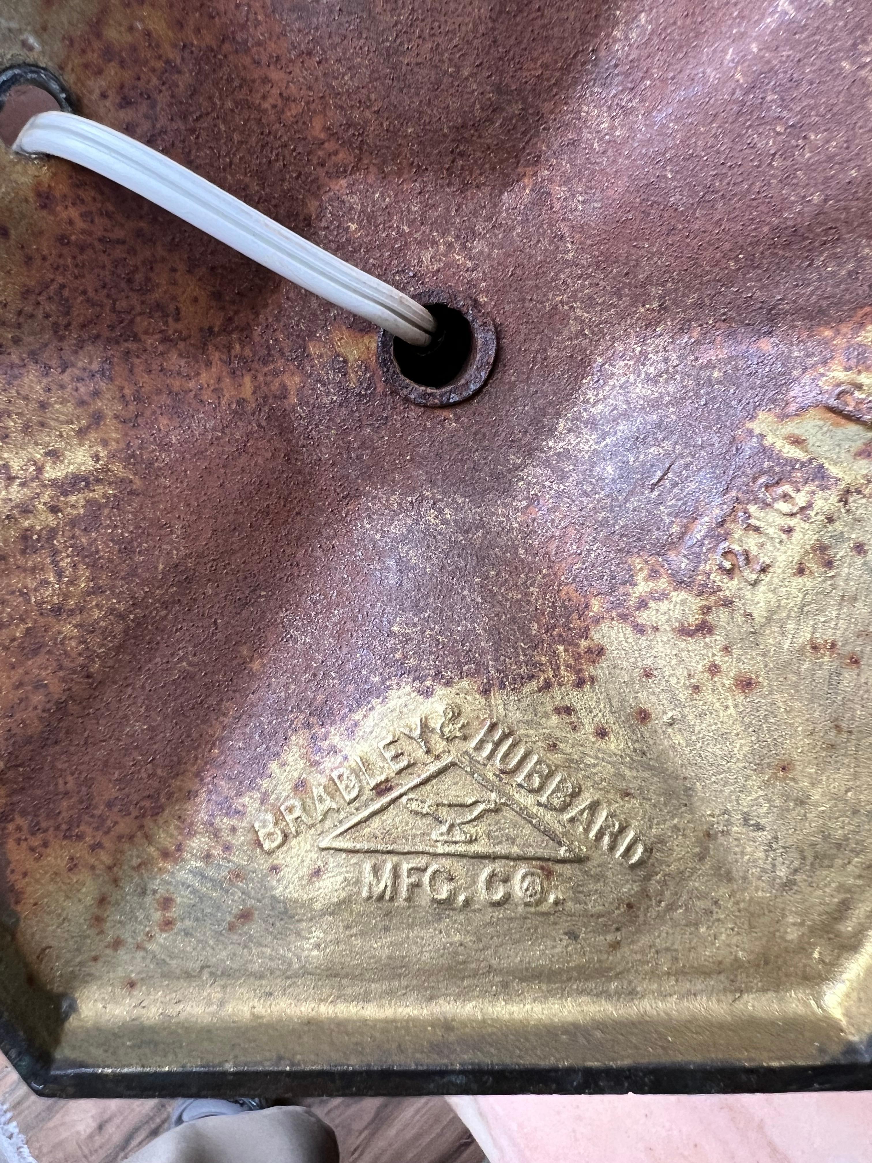 Américain Lampe ancienne Bradley & Hubbard Arts & Crafts Prairie School Slag Glass en vente