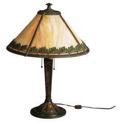 Antique Bradley & Hubbard Arts & Crafts Slag Glass Lamp Signed C1910